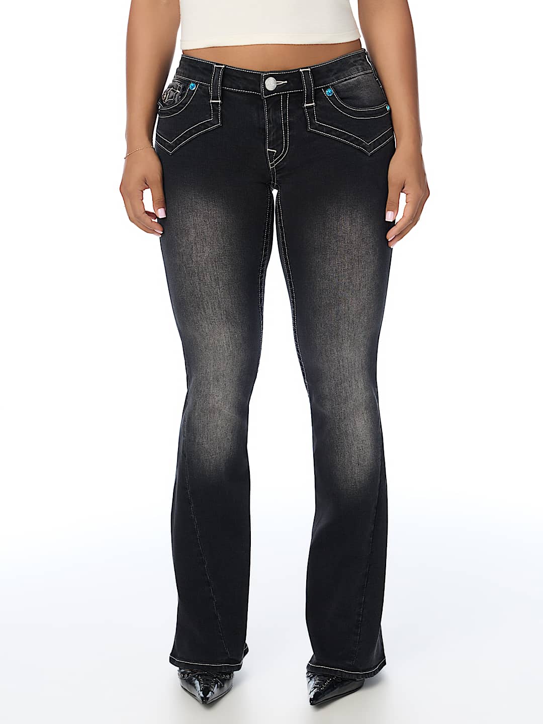 JOEY LOW RISE WESTERN YOKE FLAP FLARE JEAN
