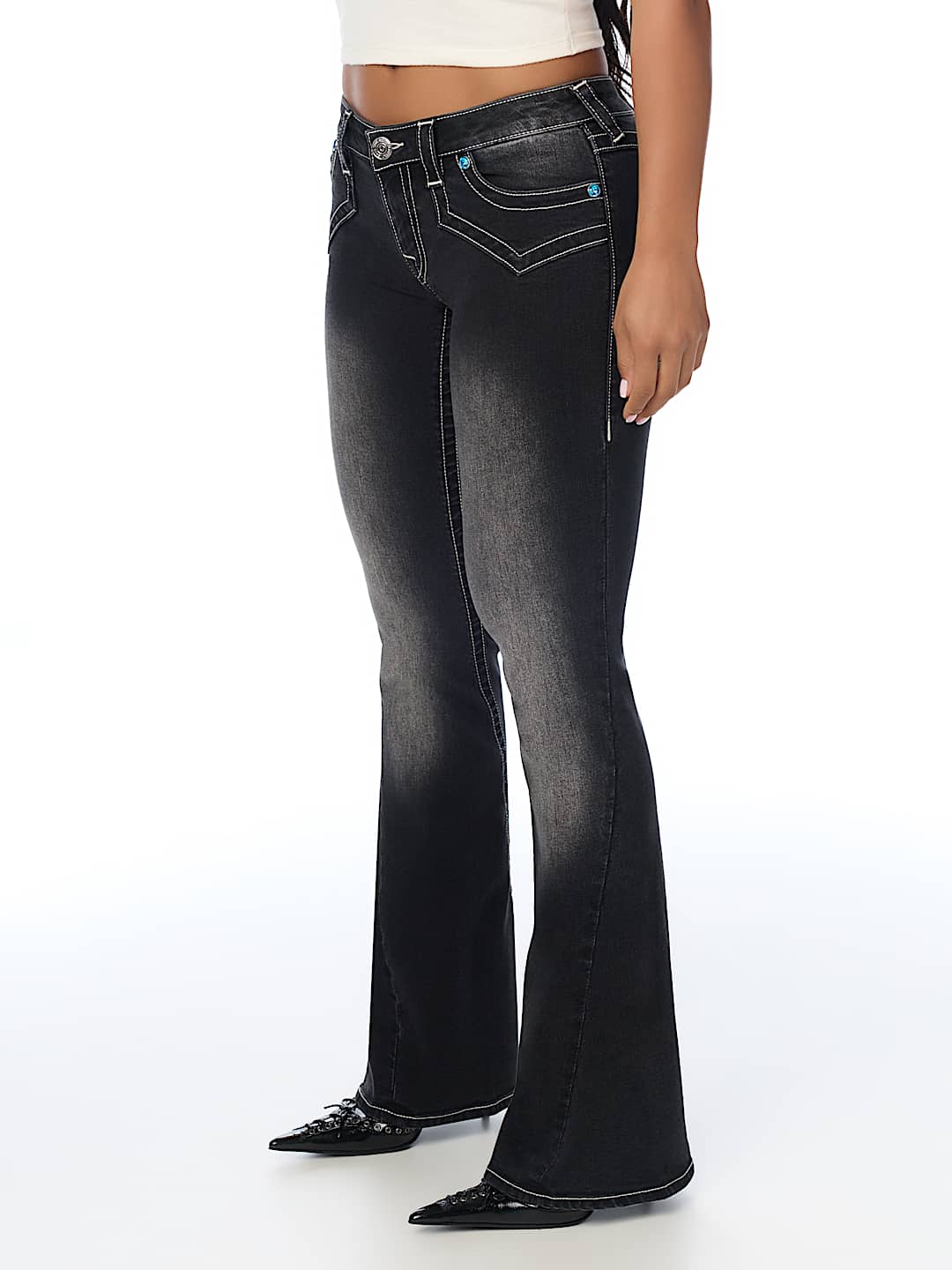JOEY LOW RISE WESTERN YOKE FLAP FLARE JEAN