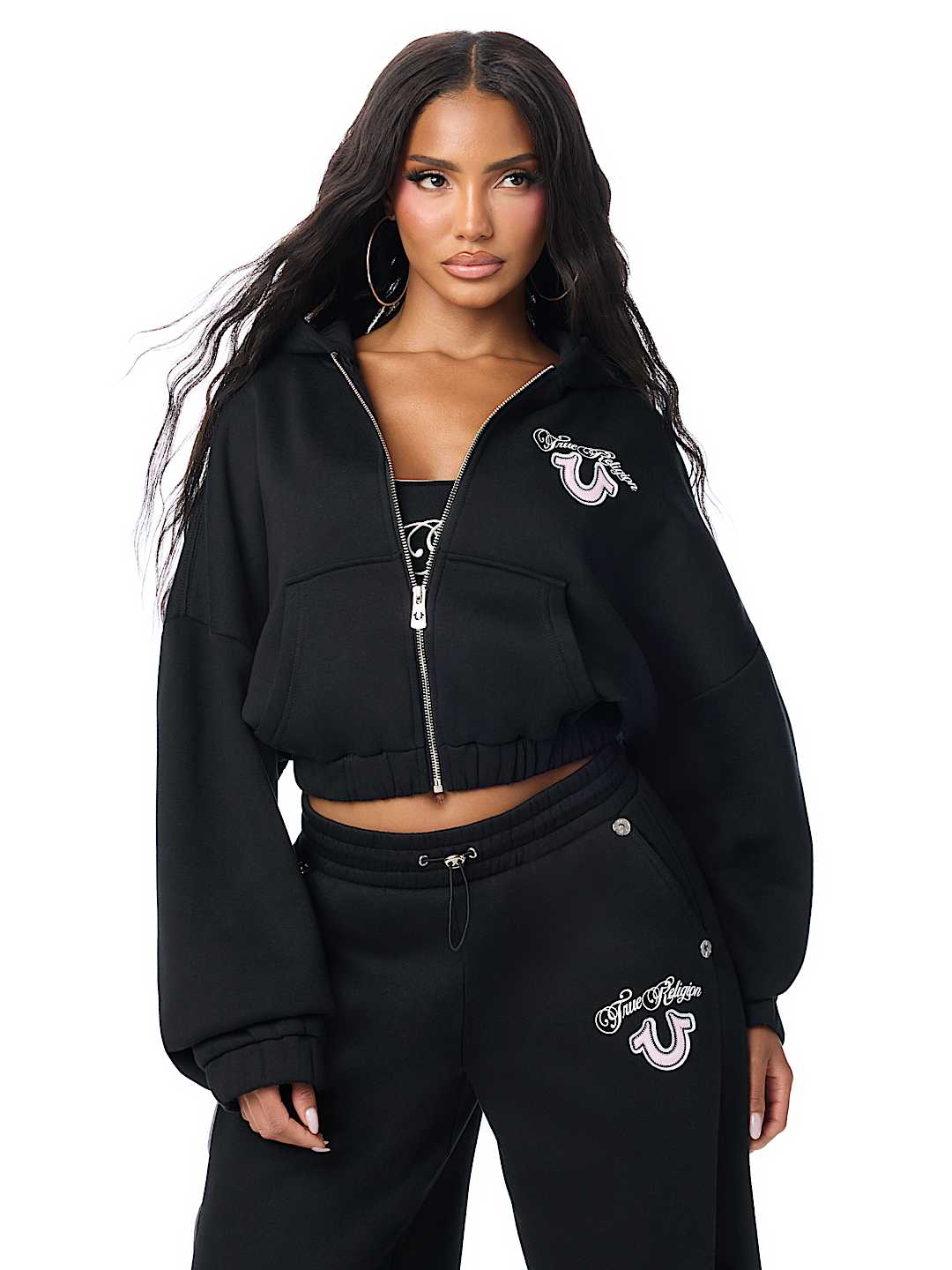 APPLIQU&Eacute; GIRLFRIEND ZIP HOODIE