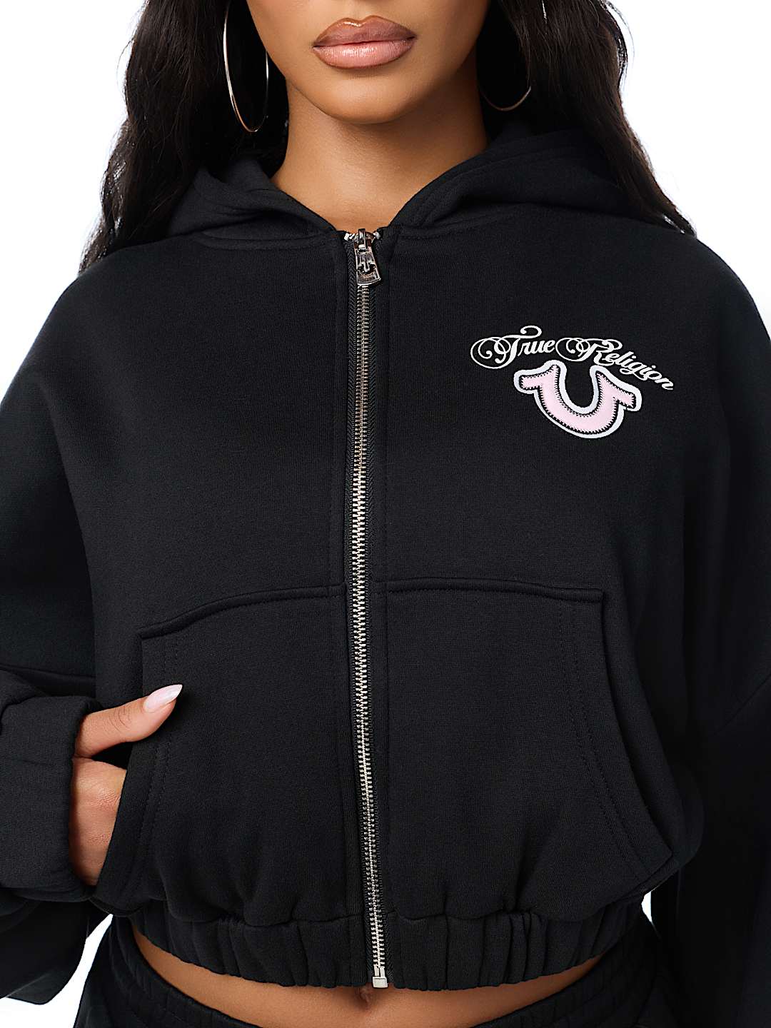 APPLIQU&Eacute; GIRLFRIEND ZIP HOODIE