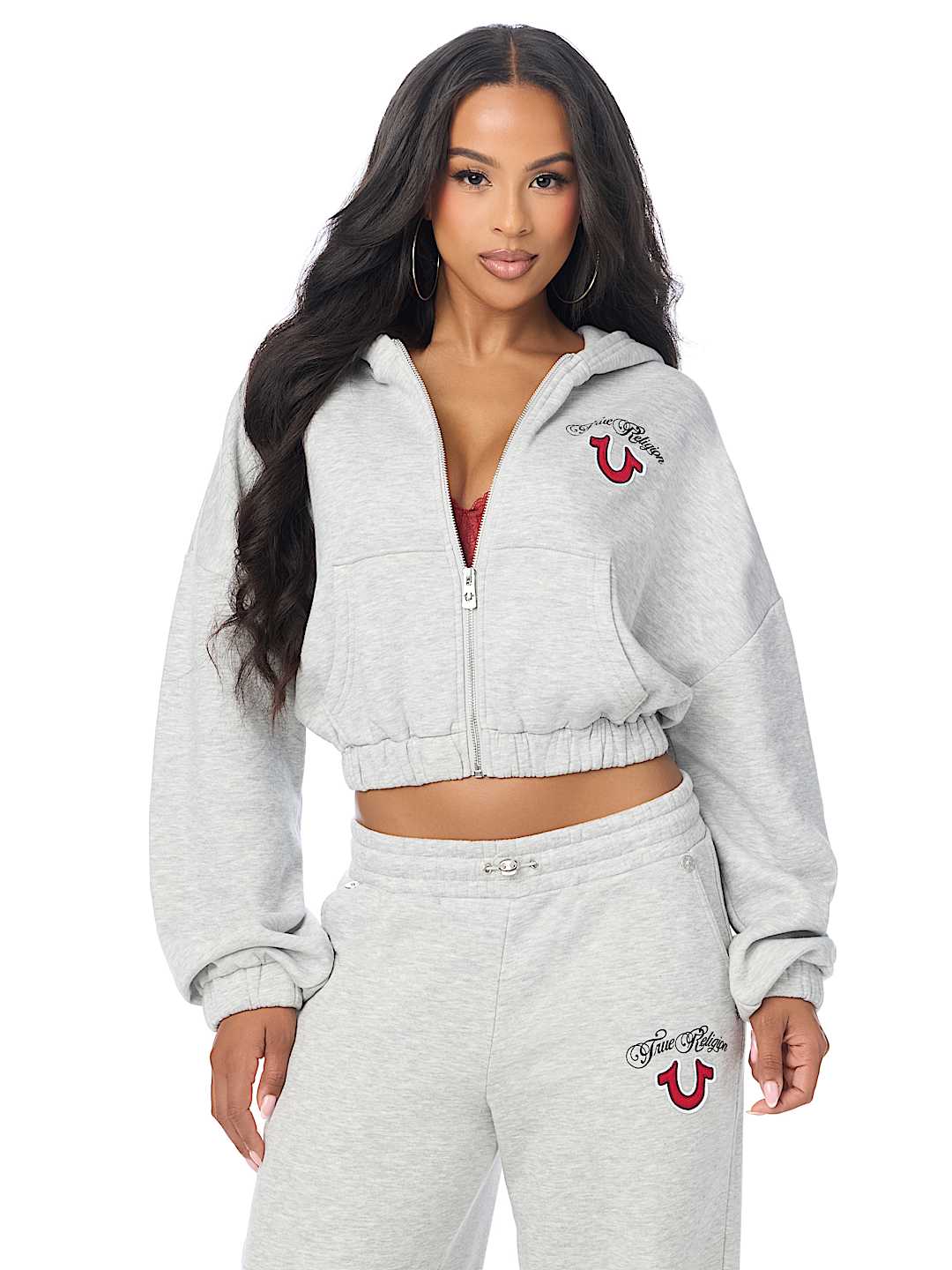 APPLIQU&Eacute; GIRLFRIEND ZIP HOODIE