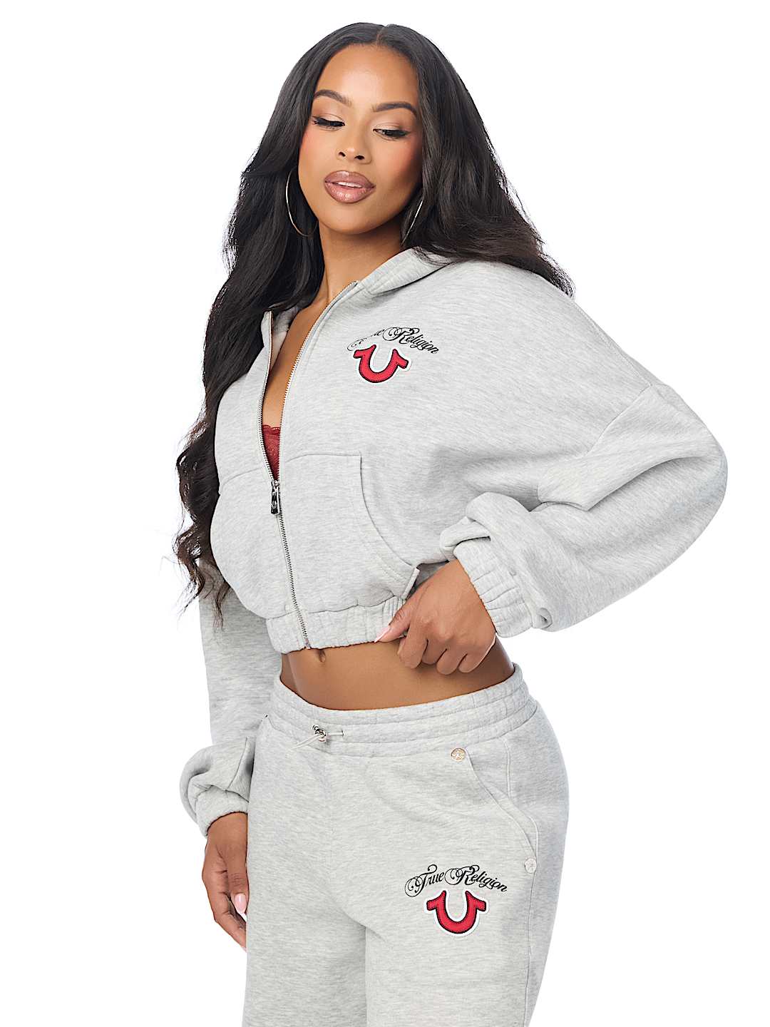 APPLIQU&Eacute; GIRLFRIEND ZIP HOODIE