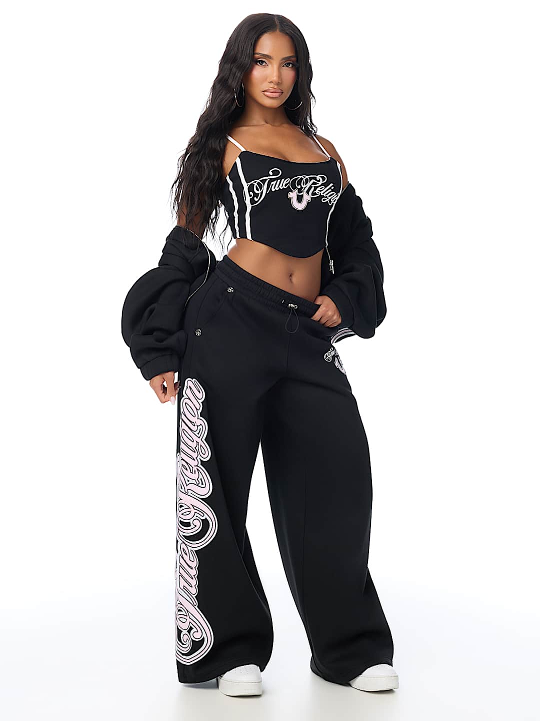 APPLIQU&Eacute; WIDE LEG SWEATPANT