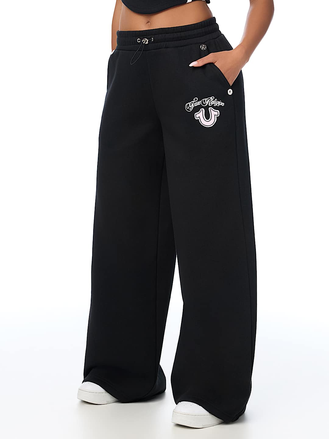 APPLIQU&Eacute; WIDE LEG SWEATPANT