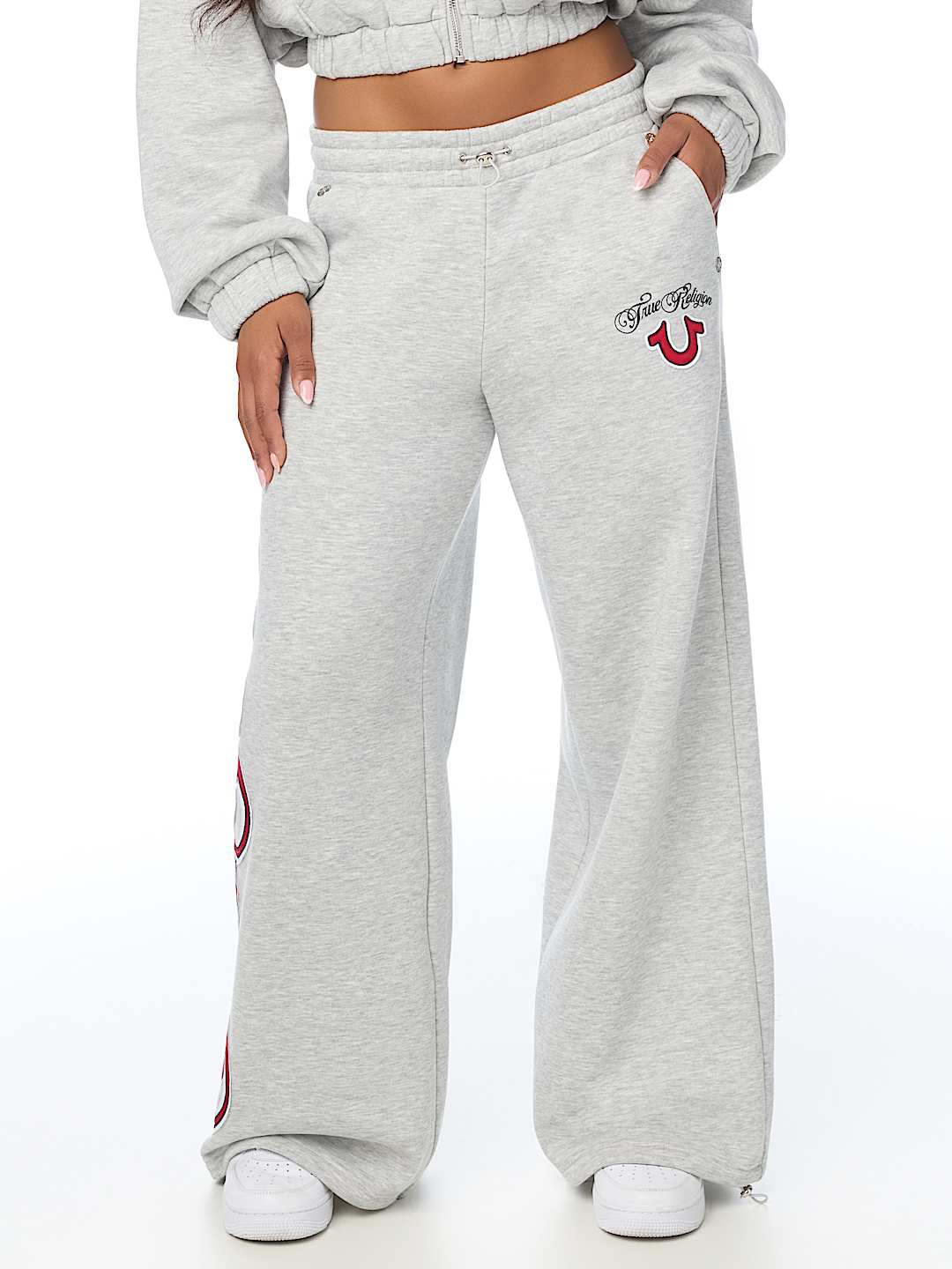 APPLIQU&Eacute; WIDE LEG SWEATPANT