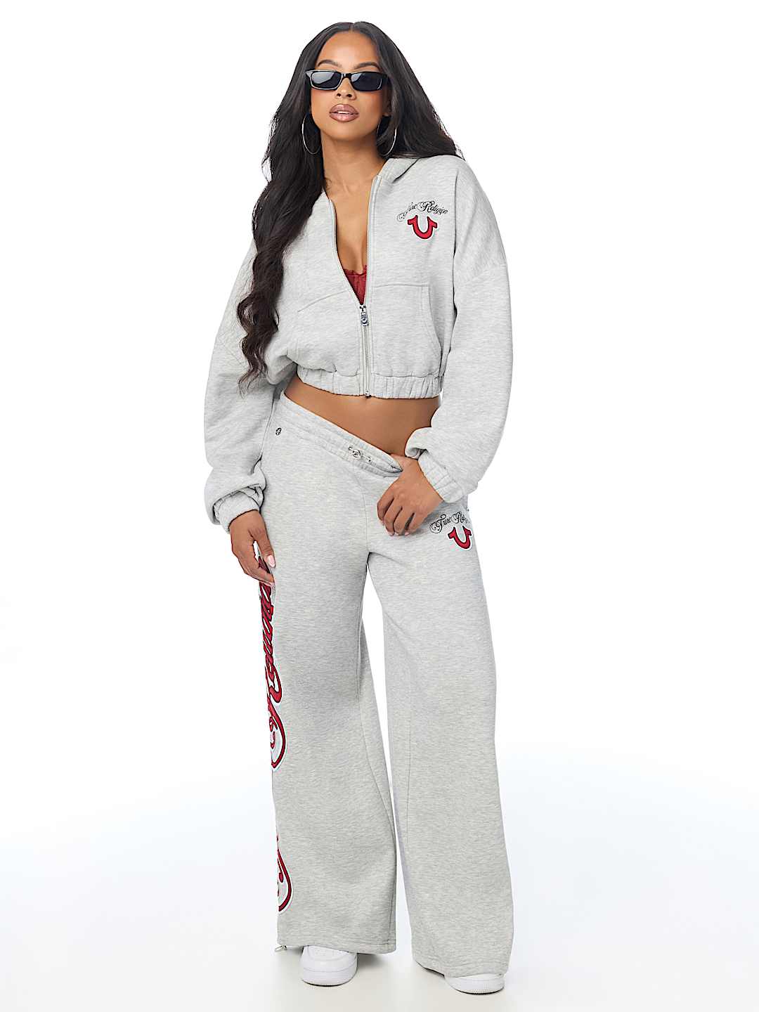 APPLIQU&Eacute; WIDE LEG SWEATPANT