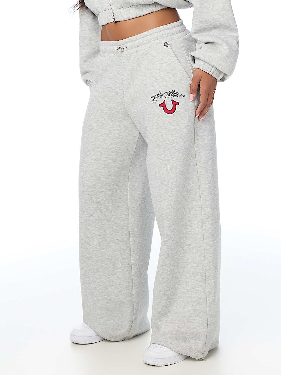 APPLIQU&Eacute; WIDE LEG SWEATPANT