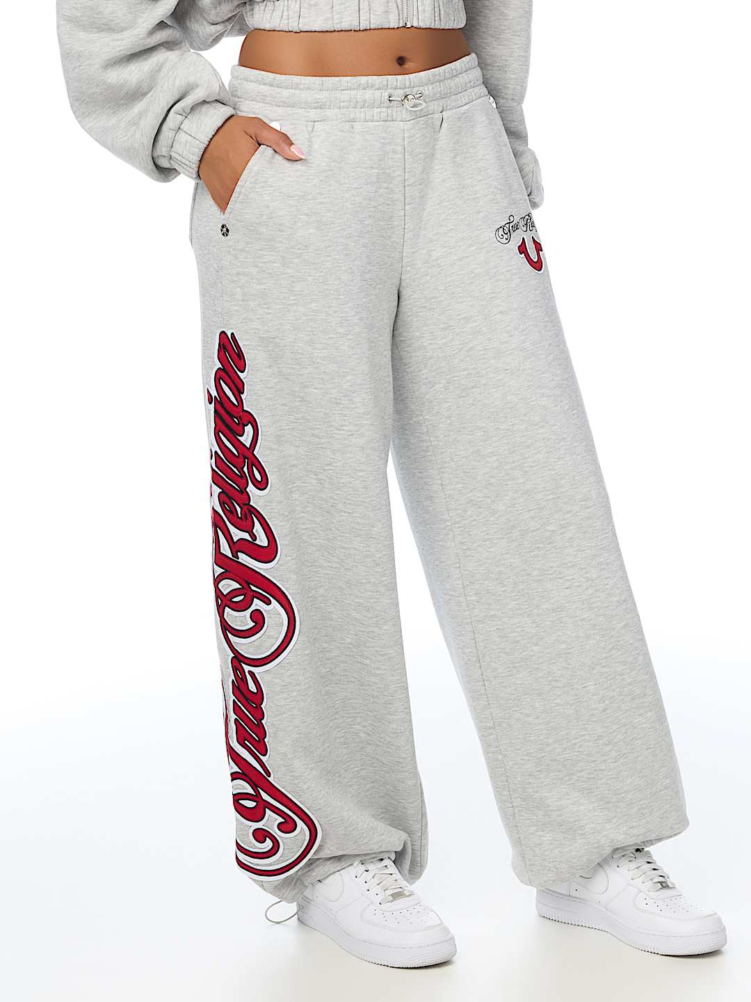 APPLIQU&Eacute; WIDE LEG SWEATPANT