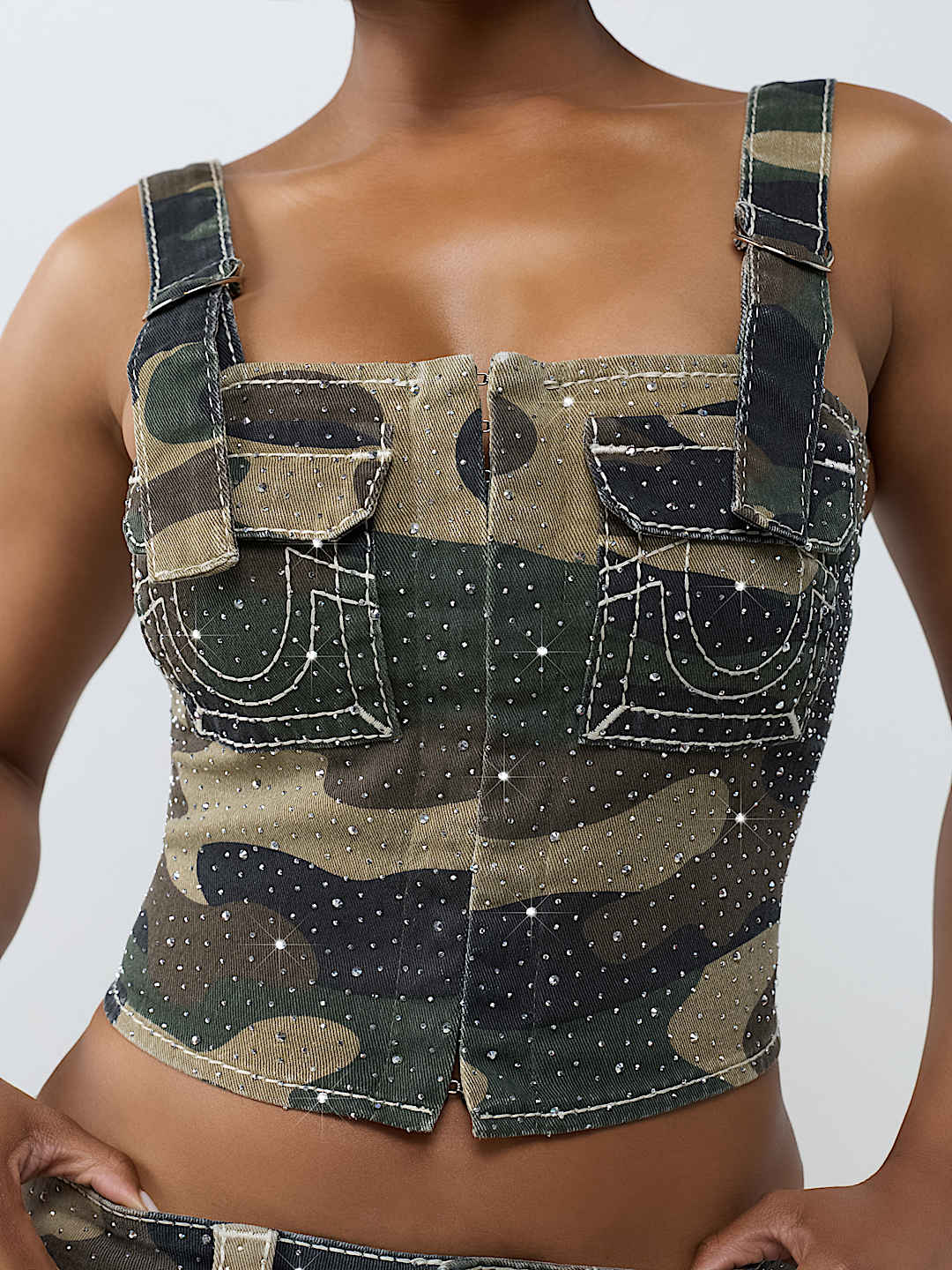 CRYSTAL CAMO BIG T CORSET TOP