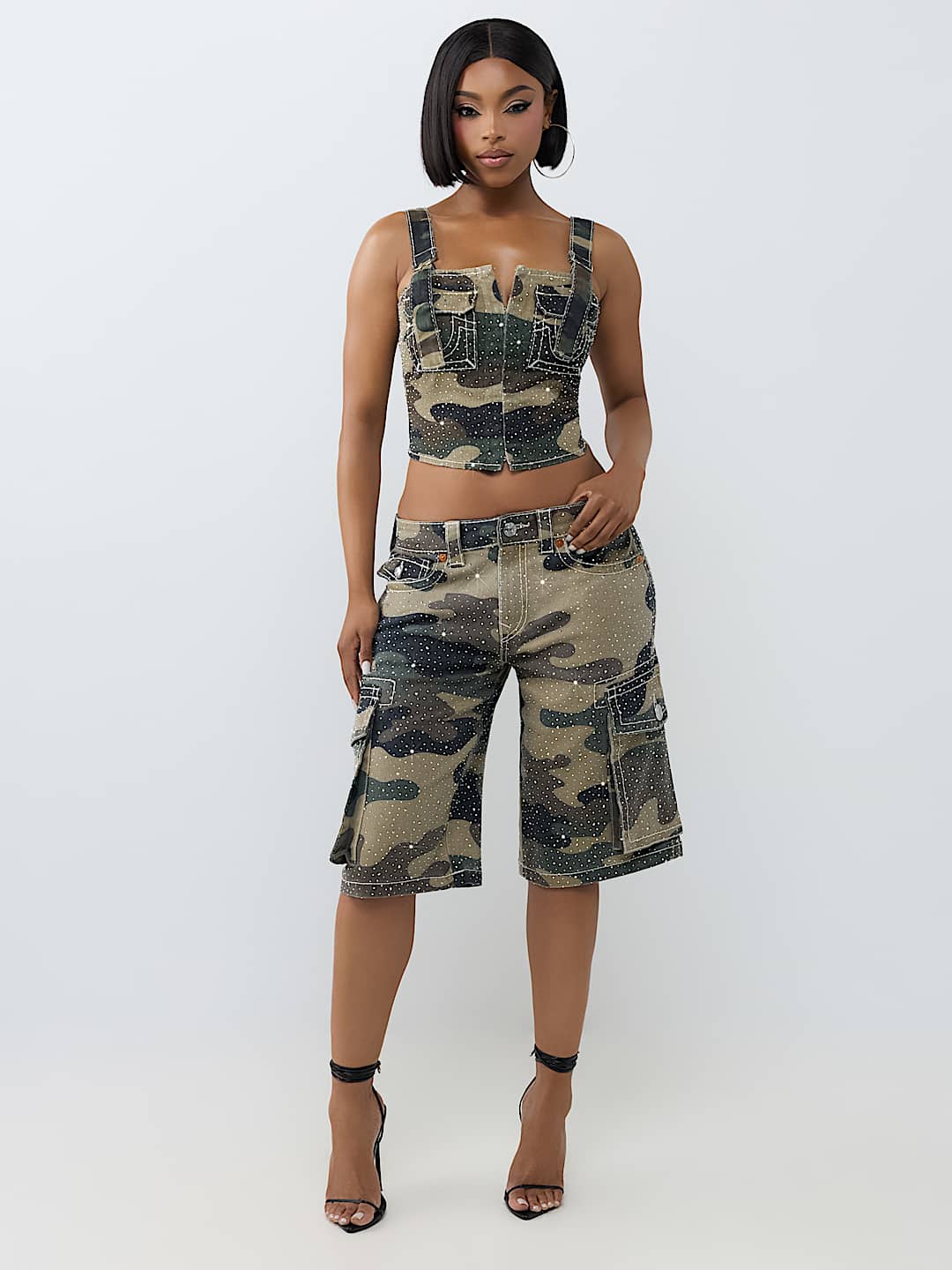 CRYSTAL CAMO BIG T CORSET TOP