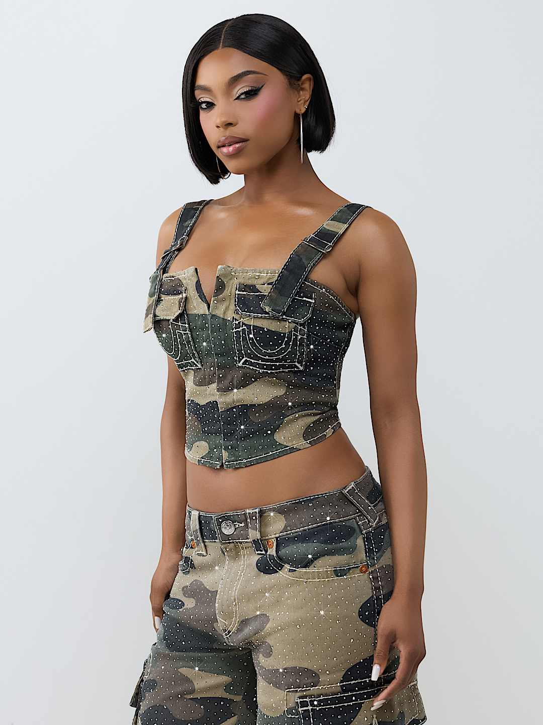 CRYSTAL CAMO BIG T CORSET TOP