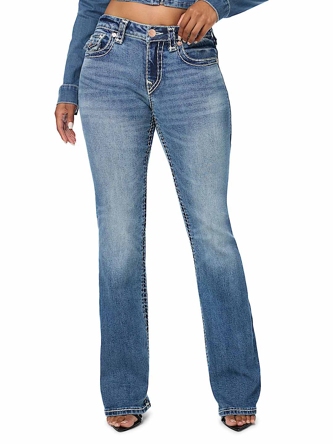 BECCA MID RISE WING SUPER T FLAP BOOTCUT JEAN