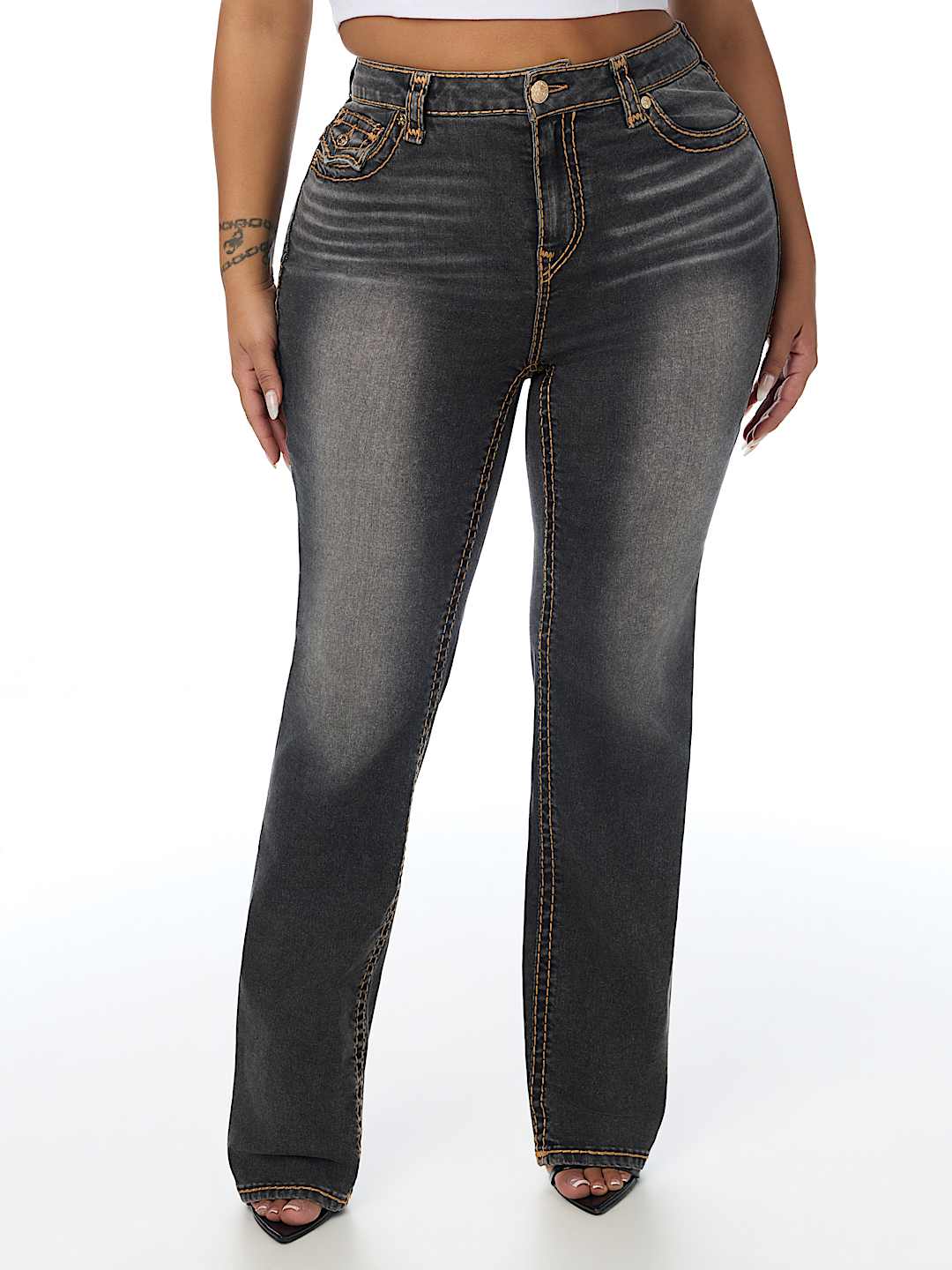 PLUS BILLIE MID RISE WING SUPER T FLAP STRAIGHT JEAN