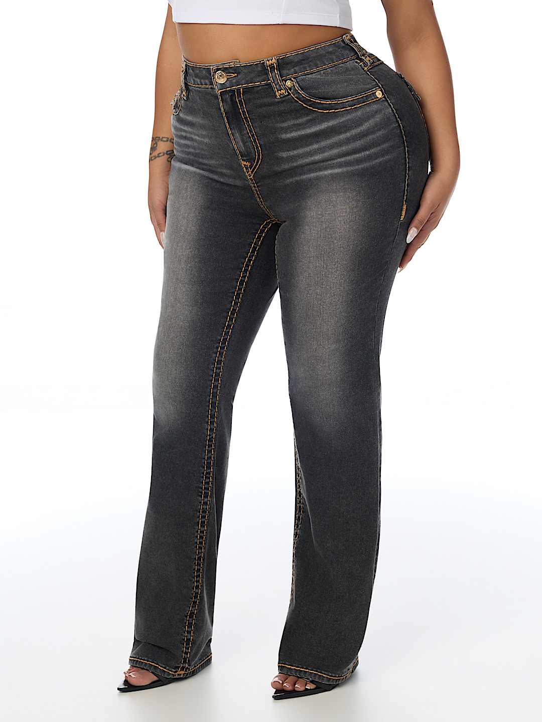PLUS BILLIE MID RISE WING SUPER T FLAP STRAIGHT JEAN
