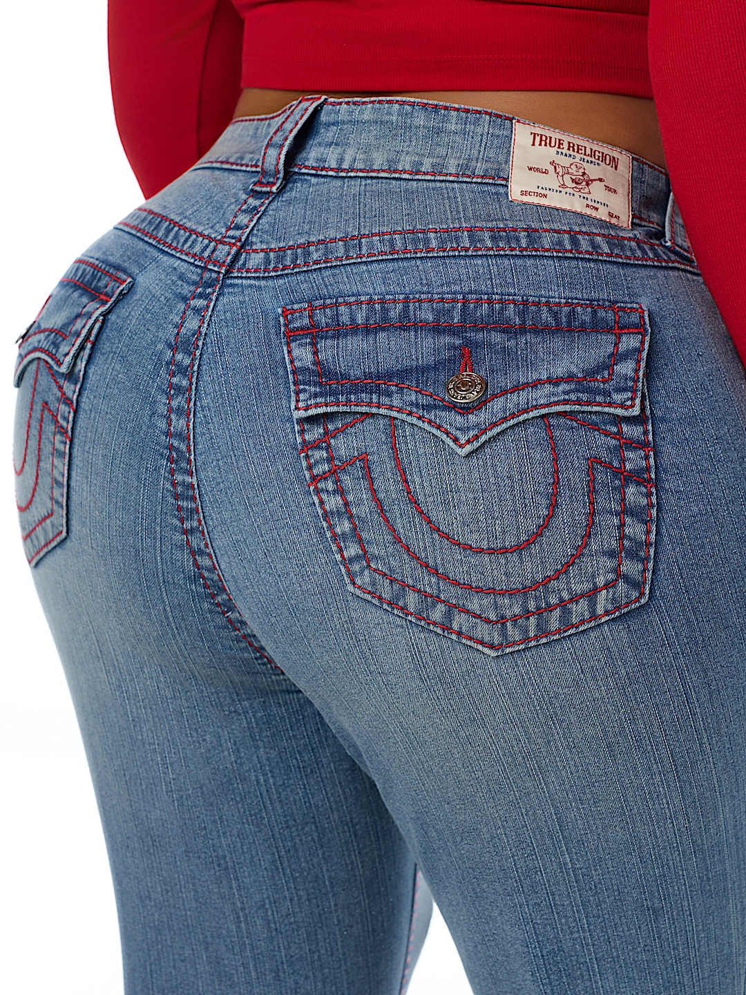 PLUS BECCA MID RISE BIG T FLAP BOOTCUT JEAN