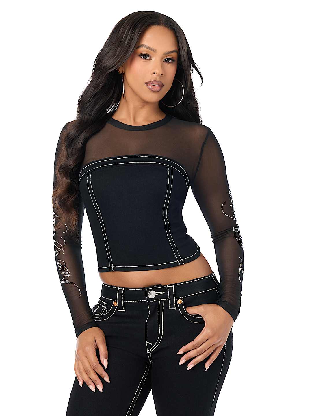 CRYSTAL MESH BUSTIER TOP