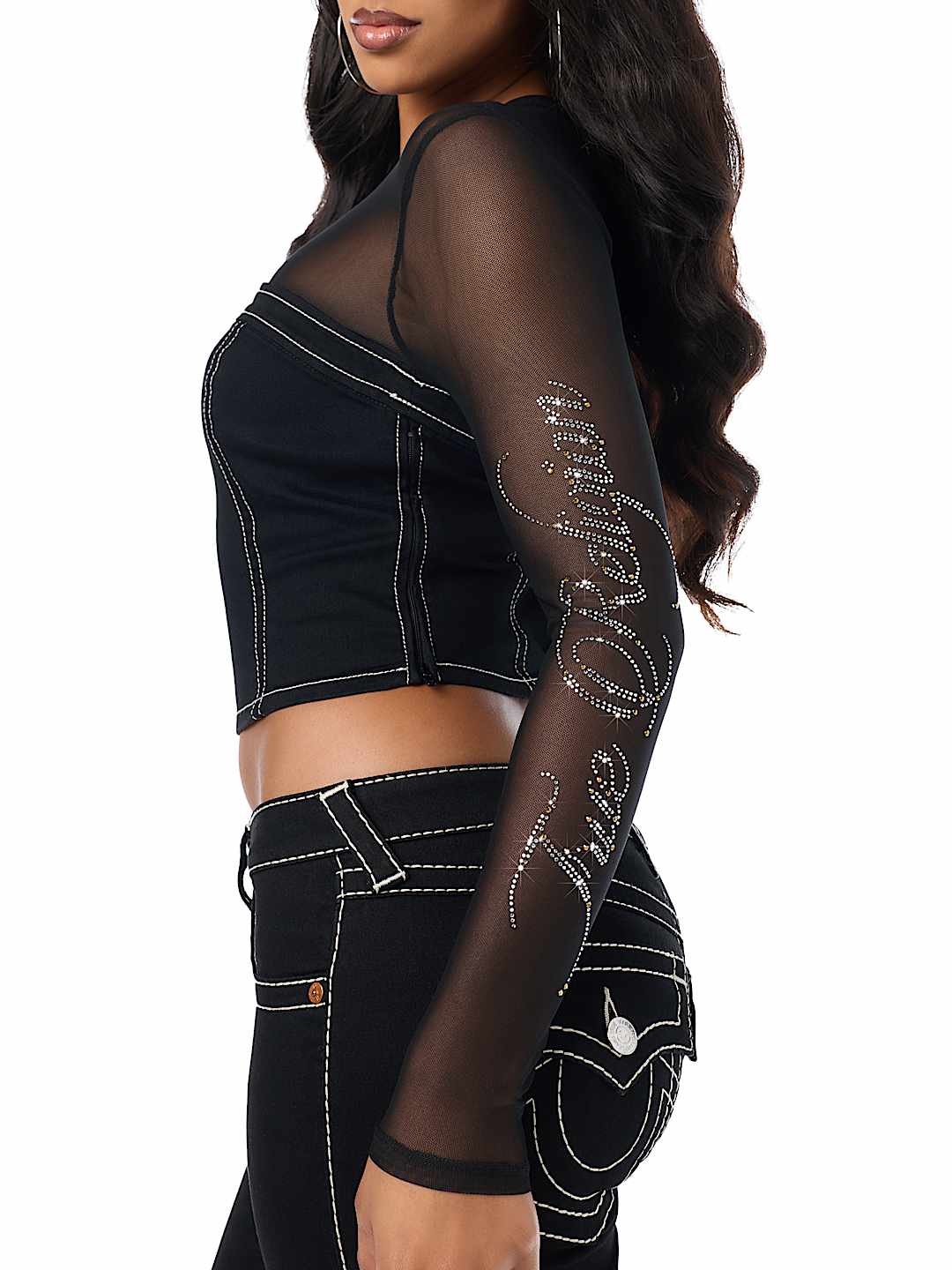 CRYSTAL MESH BUSTIER TOP