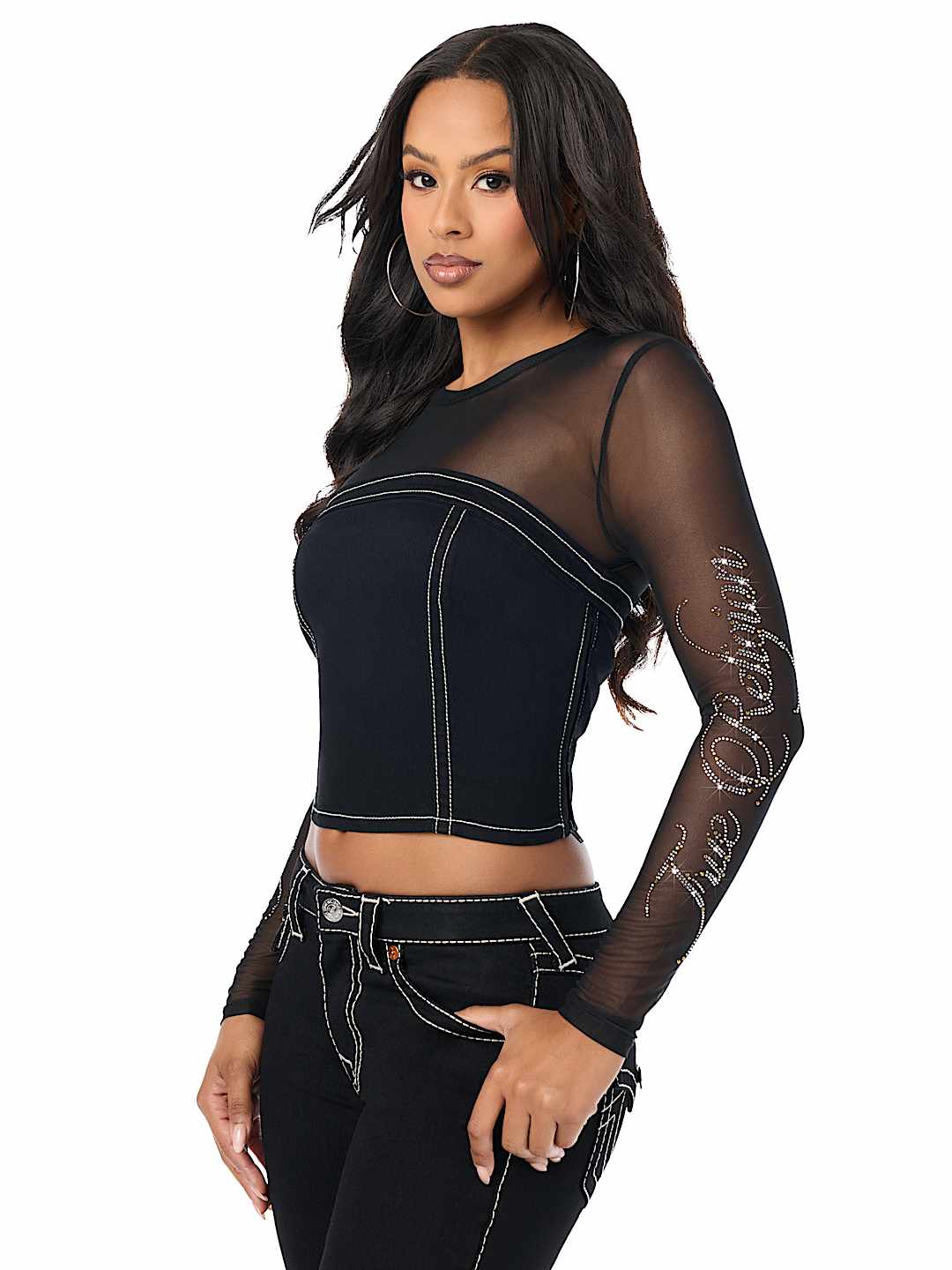 CRYSTAL MESH BUSTIER TOP
