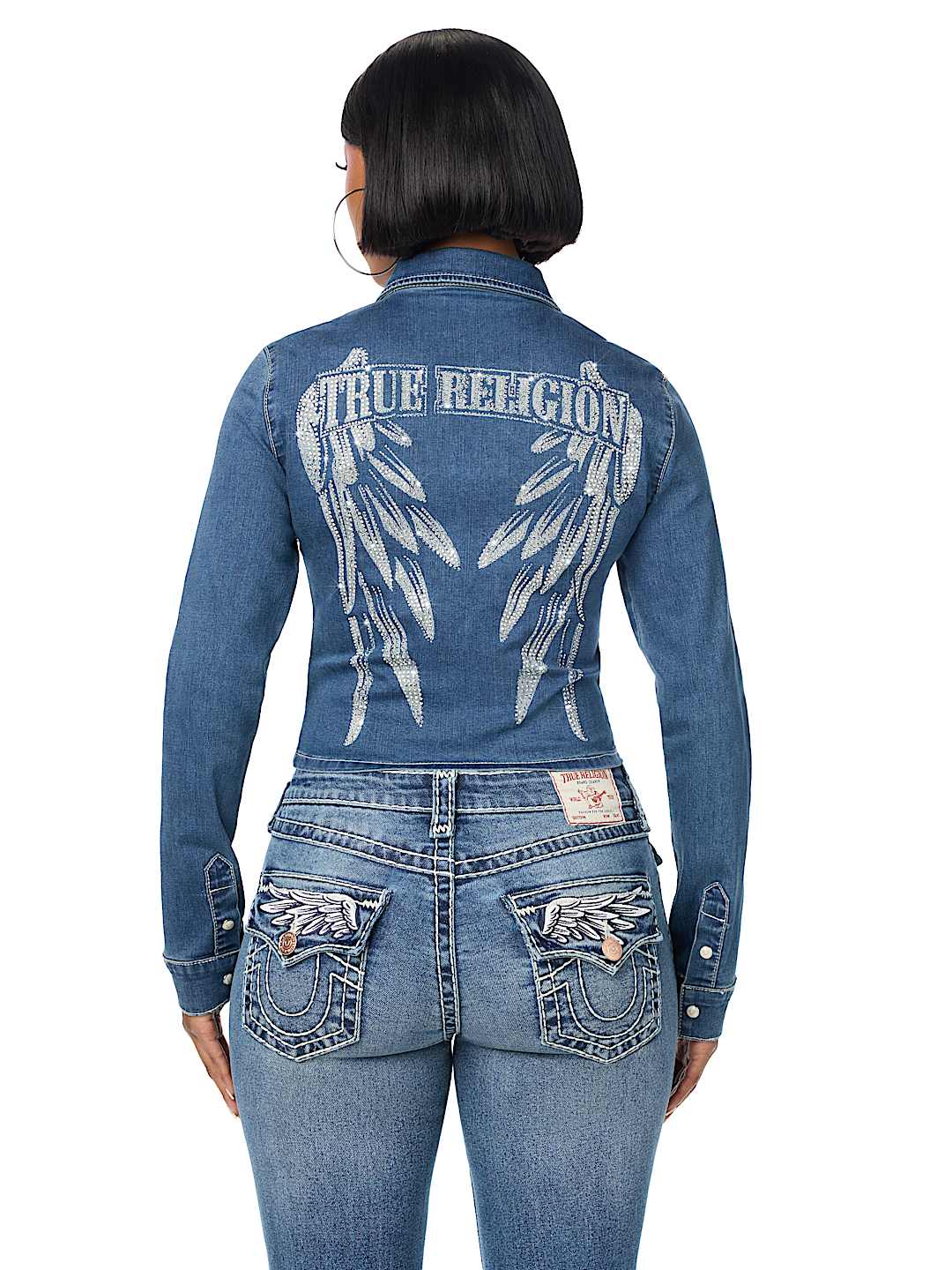 DENIM WING DOUBLE-ZIP CHAMBRAY SHIRT