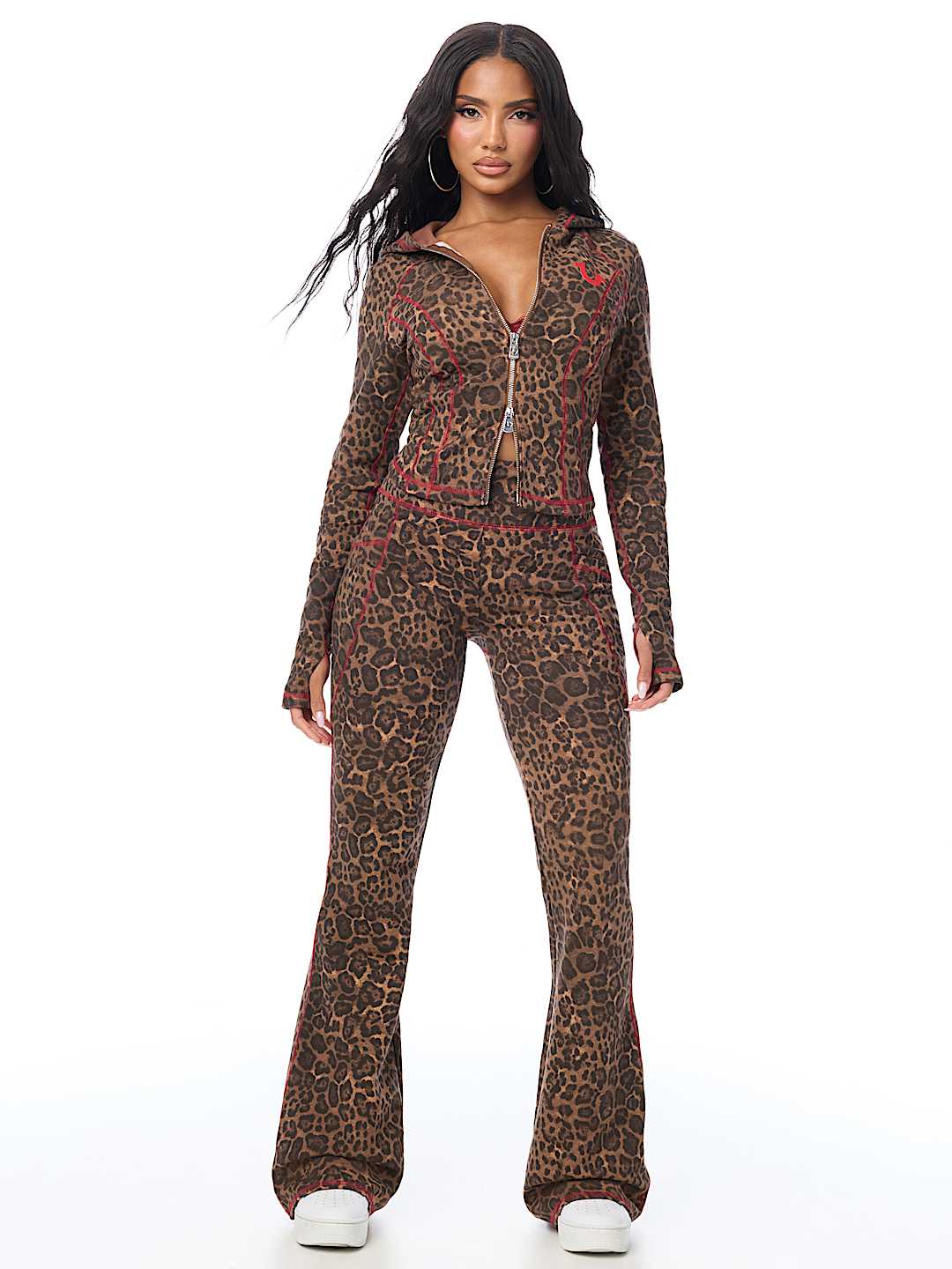 HORSESHOE LEOPARD BABY TERRY BOOTCUT PANT