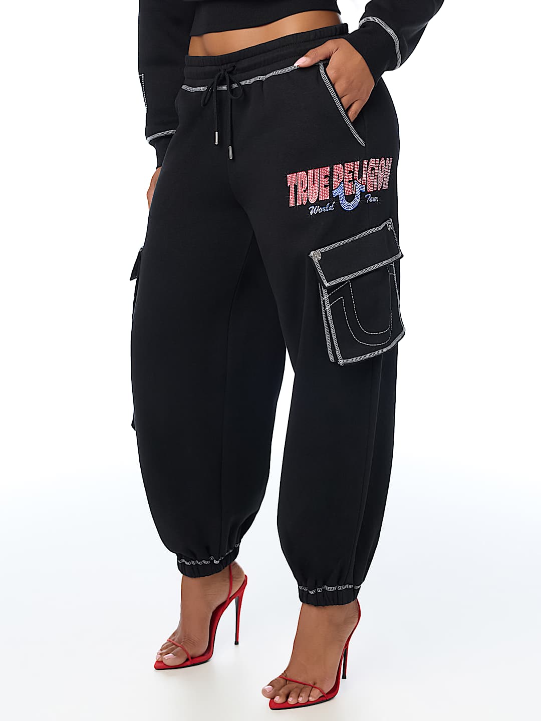 CRYSTAL MID RISE CARGO BAGGY JOGGER