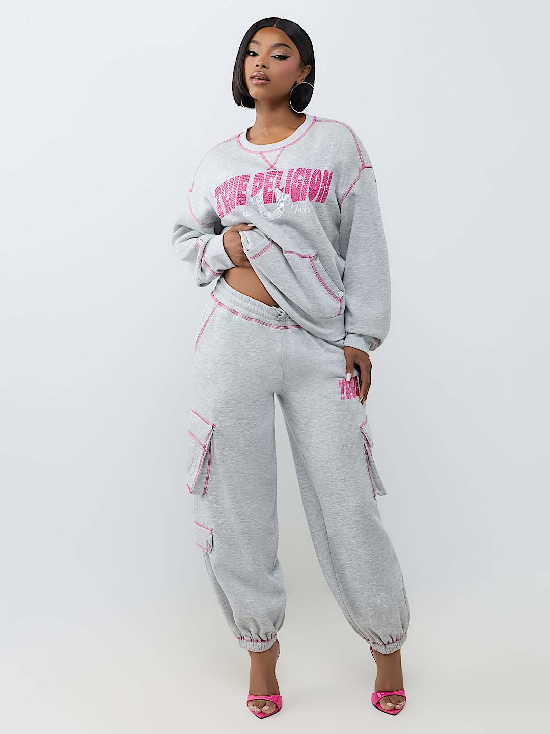 CRYSTAL MID RISE CARGO BAGGY JOGGER