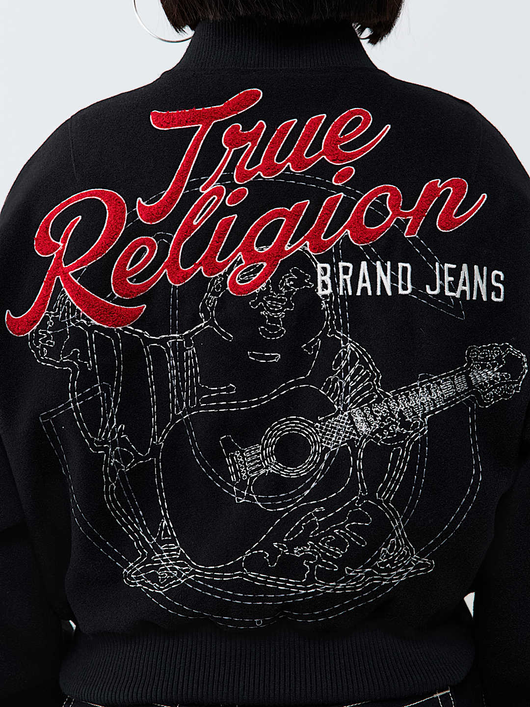 EMBROIDERED VARSITY GIRLFRIEND RELAXED BOMBER JACKET