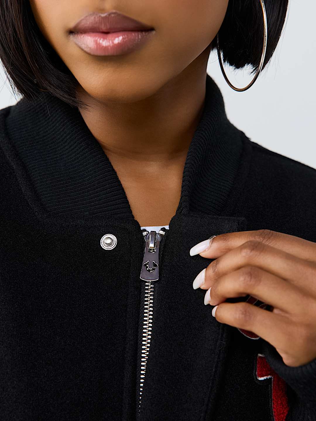 EMBROIDERED VARSITY GIRLFRIEND RELAXED BOMBER JACKET