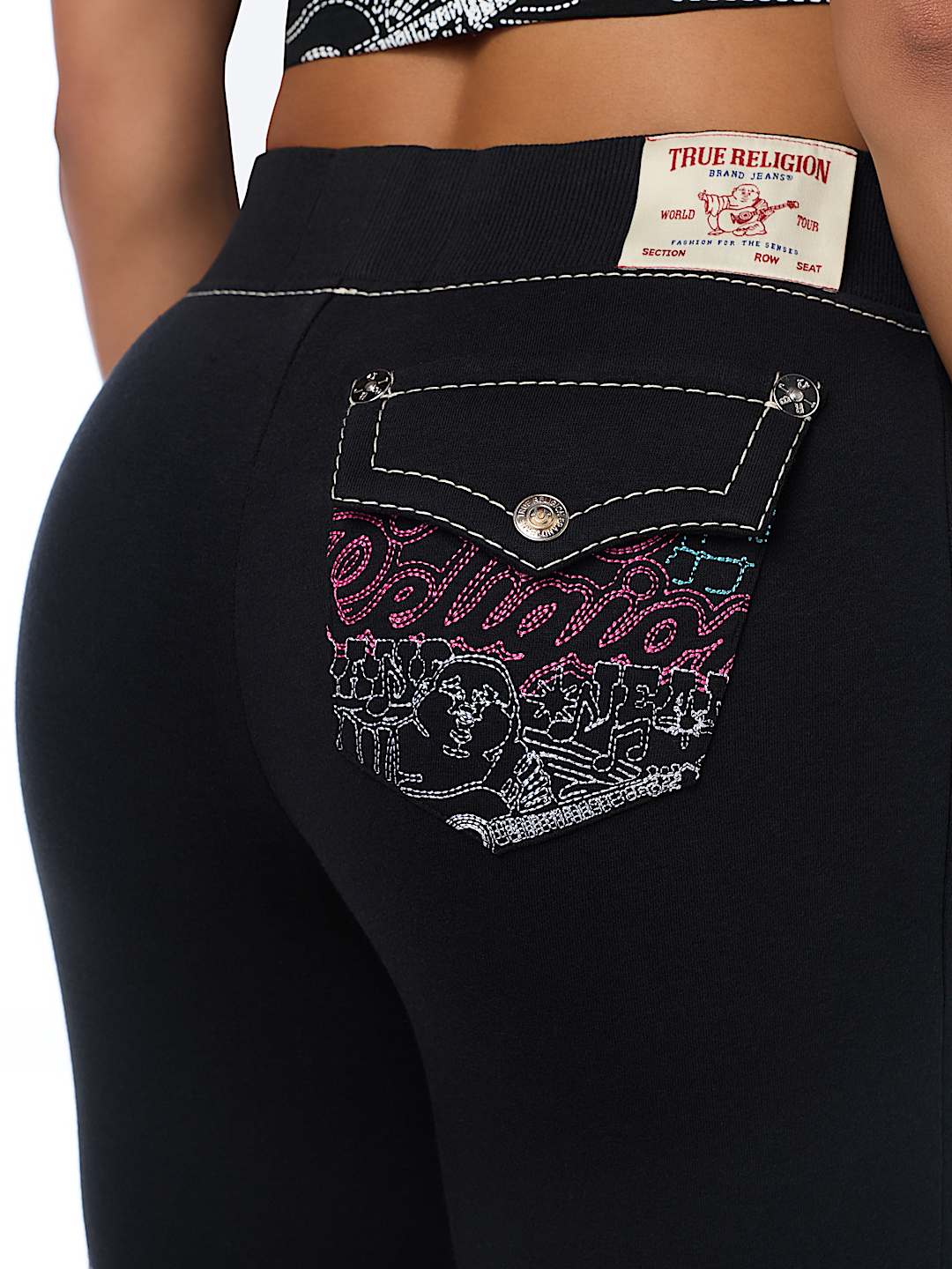 BIG T EMBROIDERED MID RISE BOOTCUT SWEATPANT