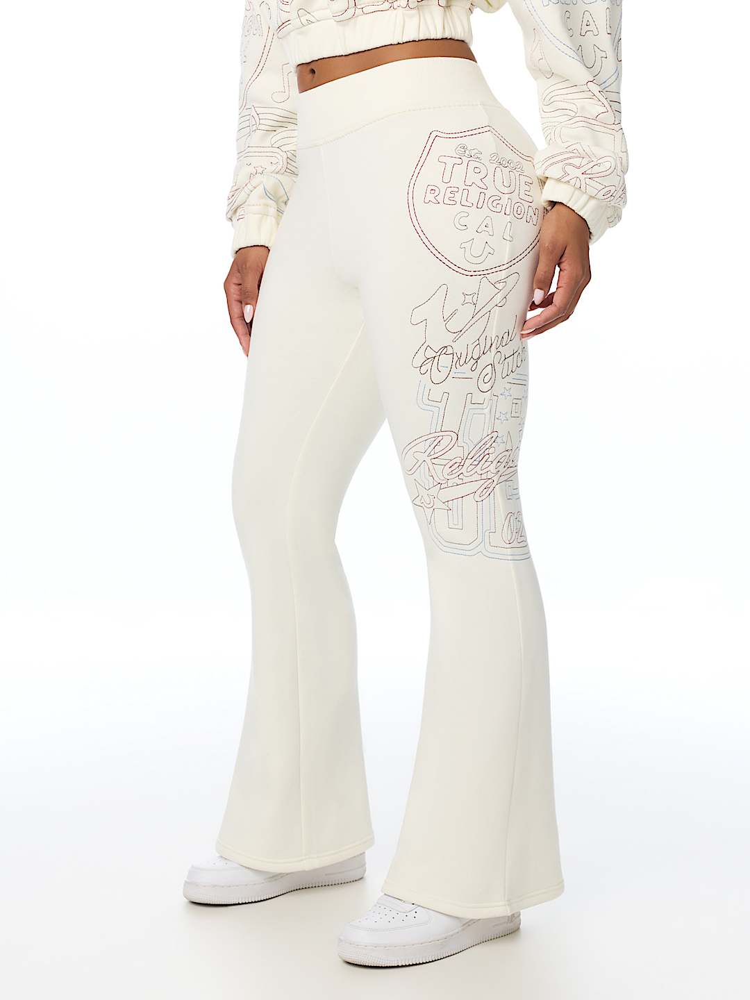 BIG T EMBROIDERED MID RISE BOOTCUT SWEATPANT