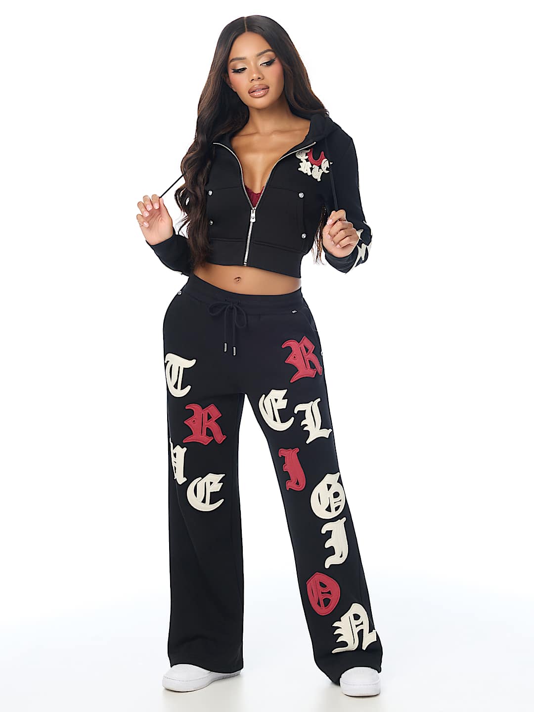APPLIQU&Eacute; SHRUNKEN ZIP HOODIE