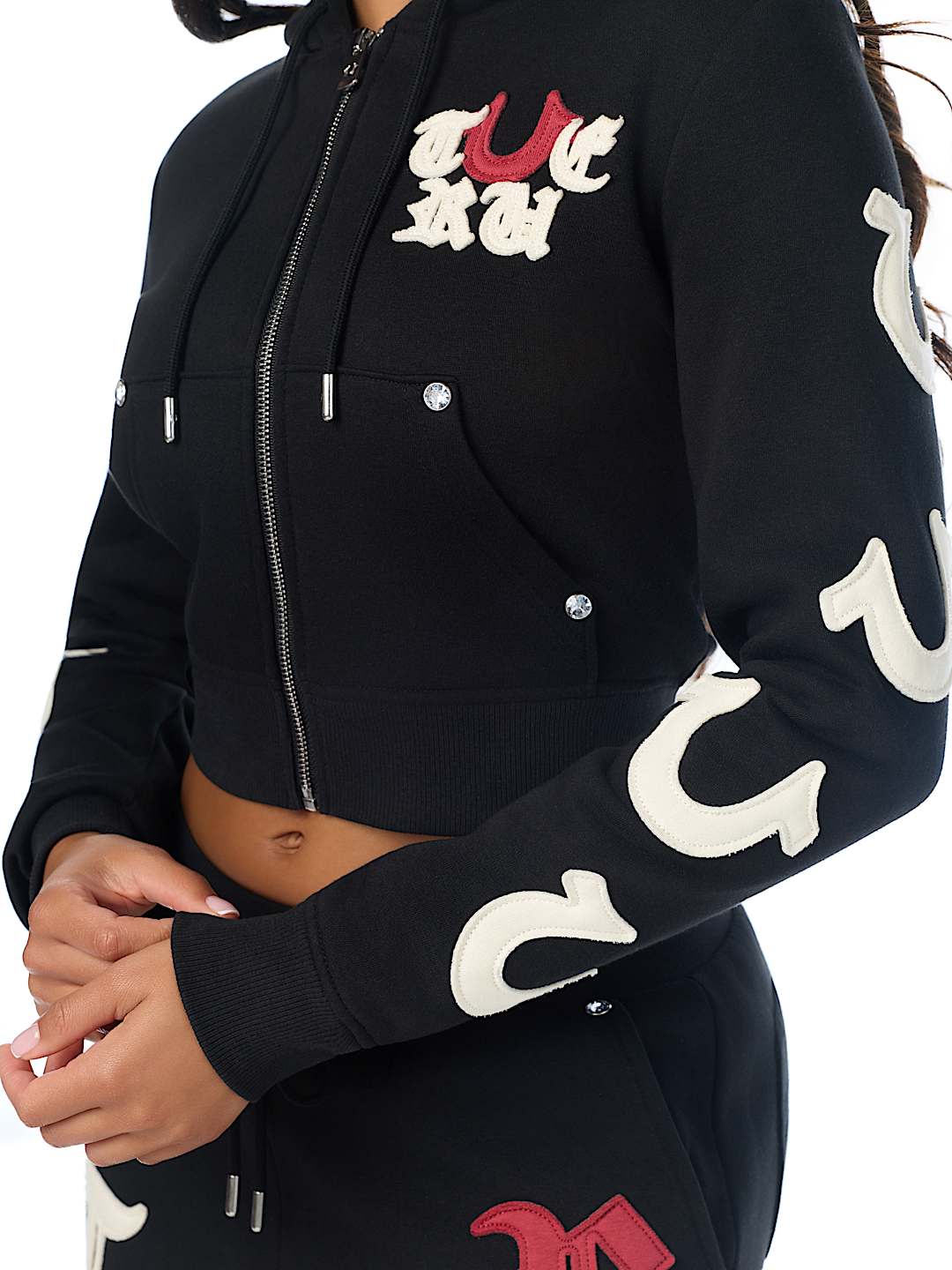 APPLIQU&Eacute; SHRUNKEN ZIP HOODIE