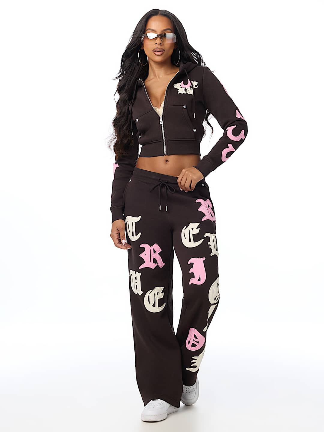 APPLIQU&Eacute; SHRUNKEN ZIP HOODIE