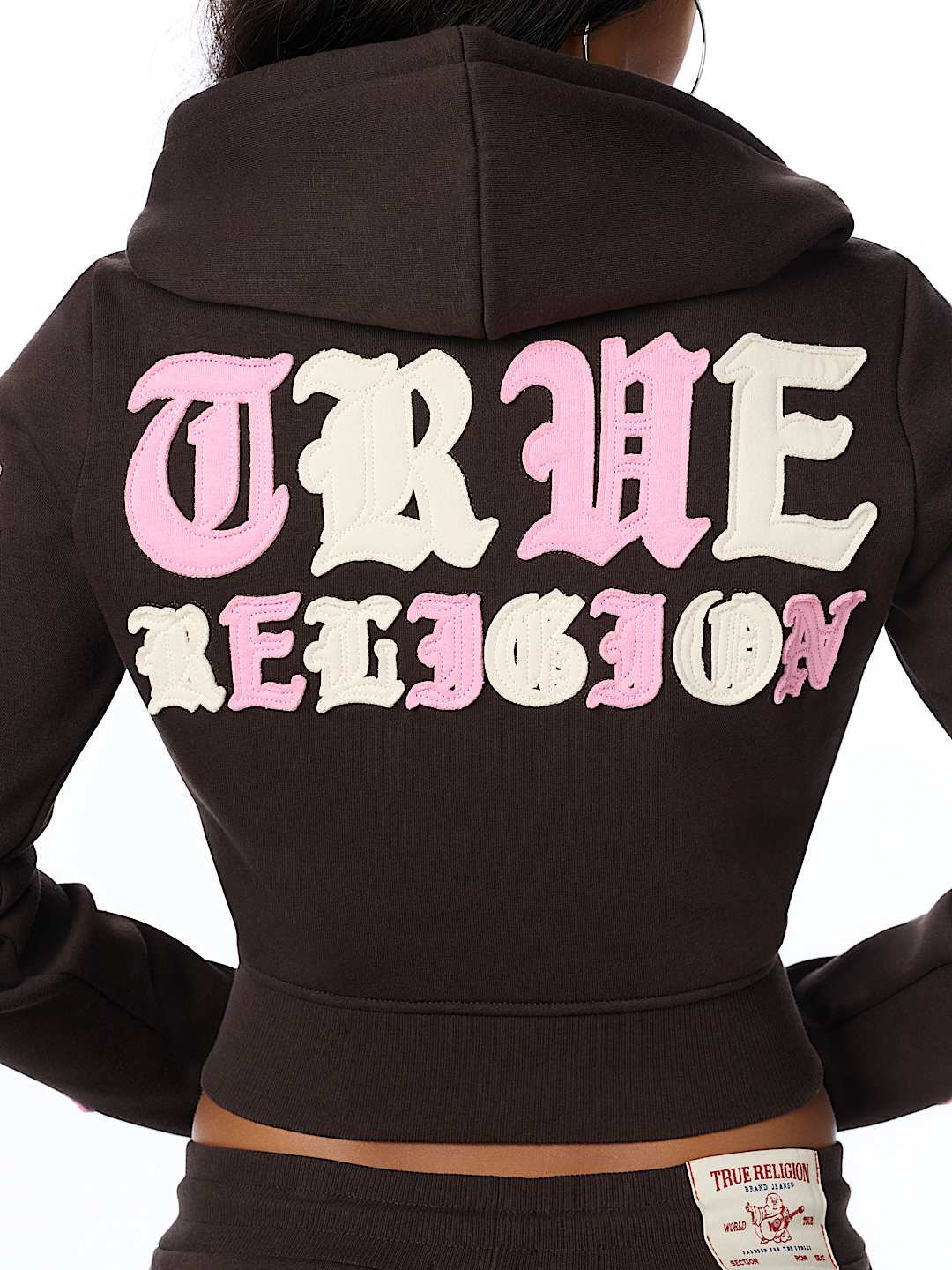 APPLIQU&Eacute; SHRUNKEN ZIP HOODIE