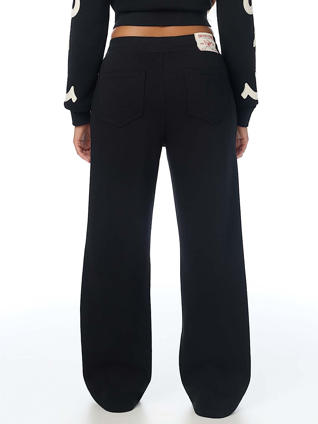 APPLIQU&Eacute; MID RISE STRAIGHT LEG SWEATPANT