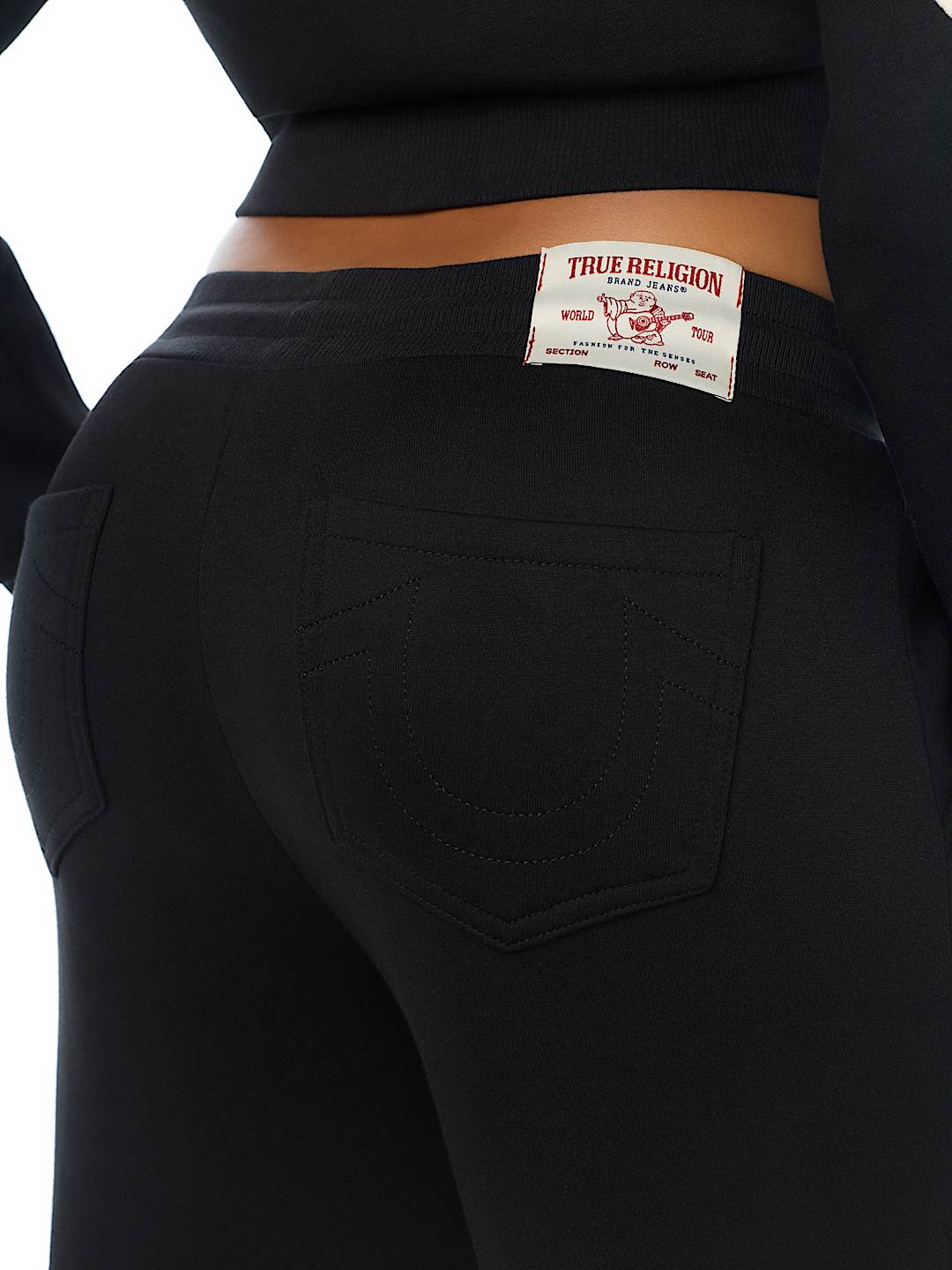 APPLIQU&Eacute; MID RISE STRAIGHT LEG SWEATPANT