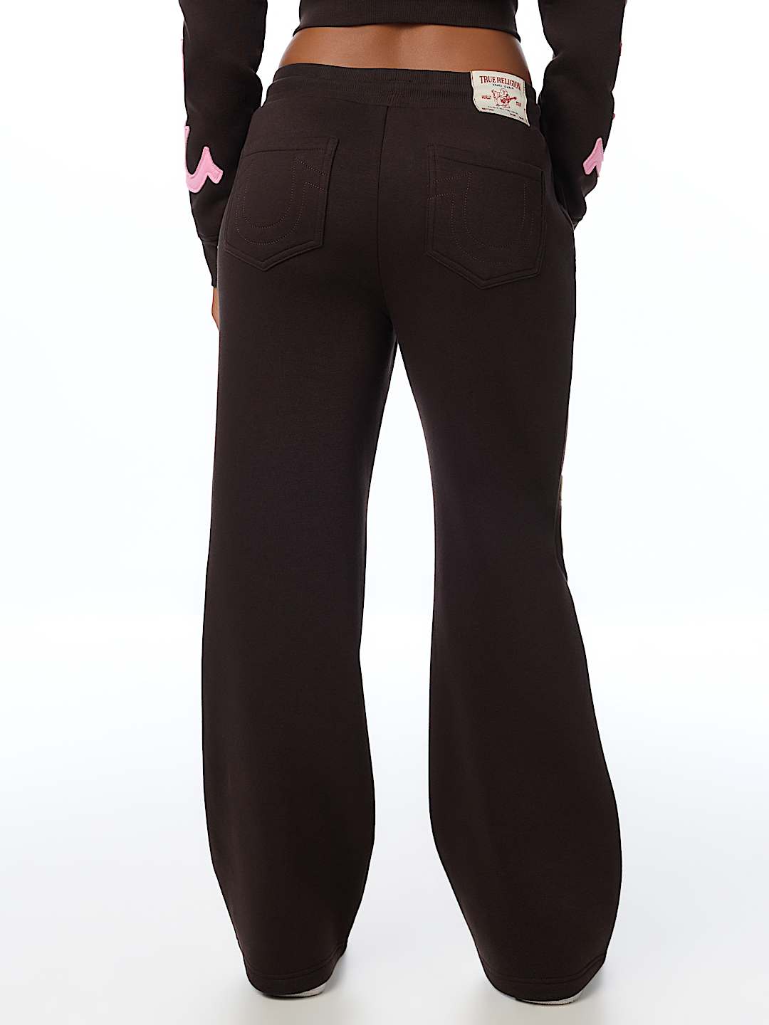 APPLIQU&Eacute; MID RISE STRAIGHT LEG SWEATPANT