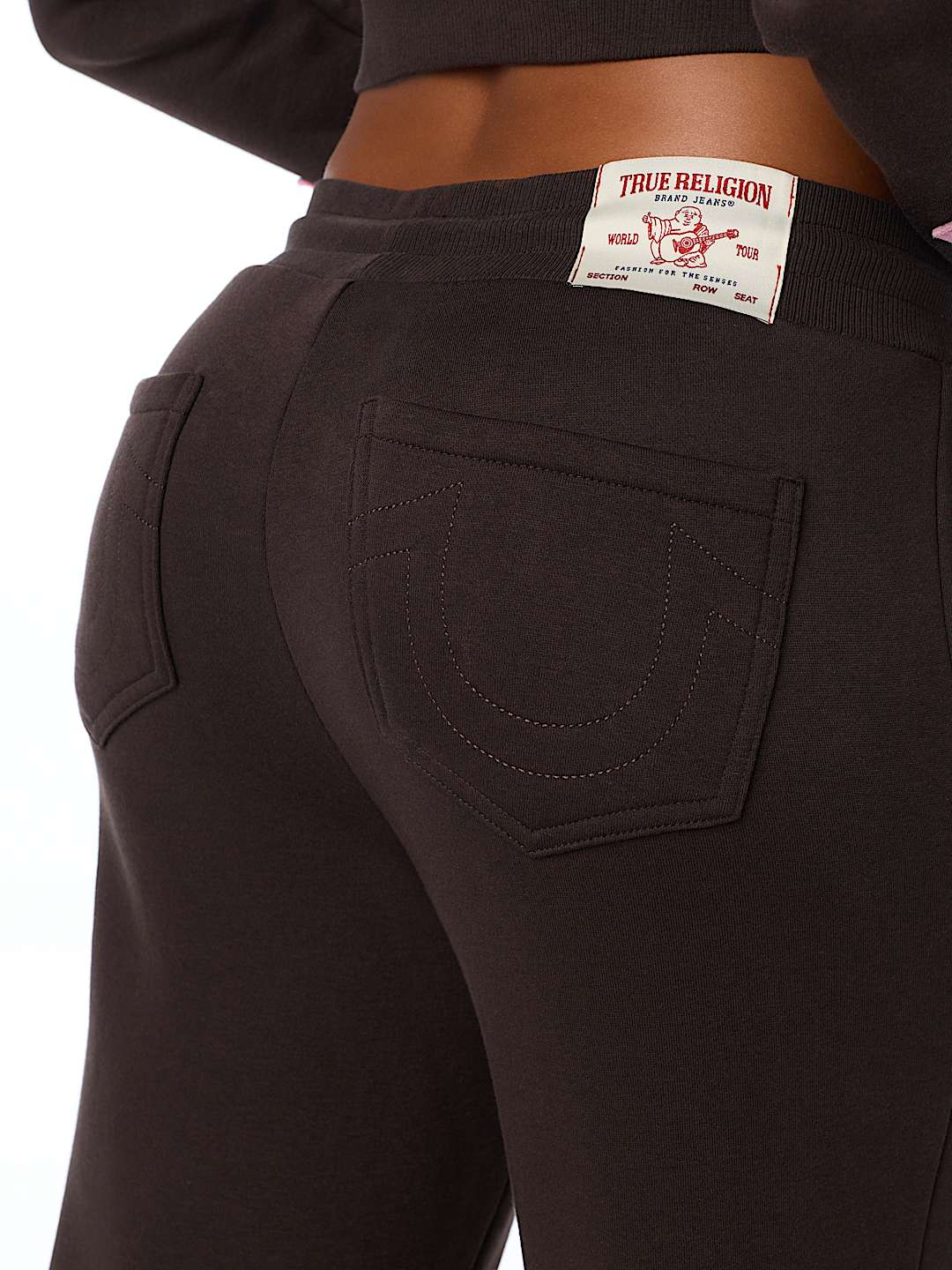 APPLIQU&Eacute; MID RISE STRAIGHT LEG SWEATPANT