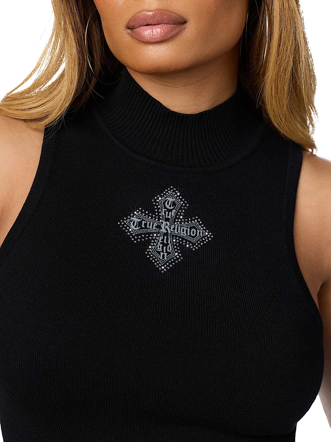 CRYSTAL MOCKNECK SWEATER TANK TOP