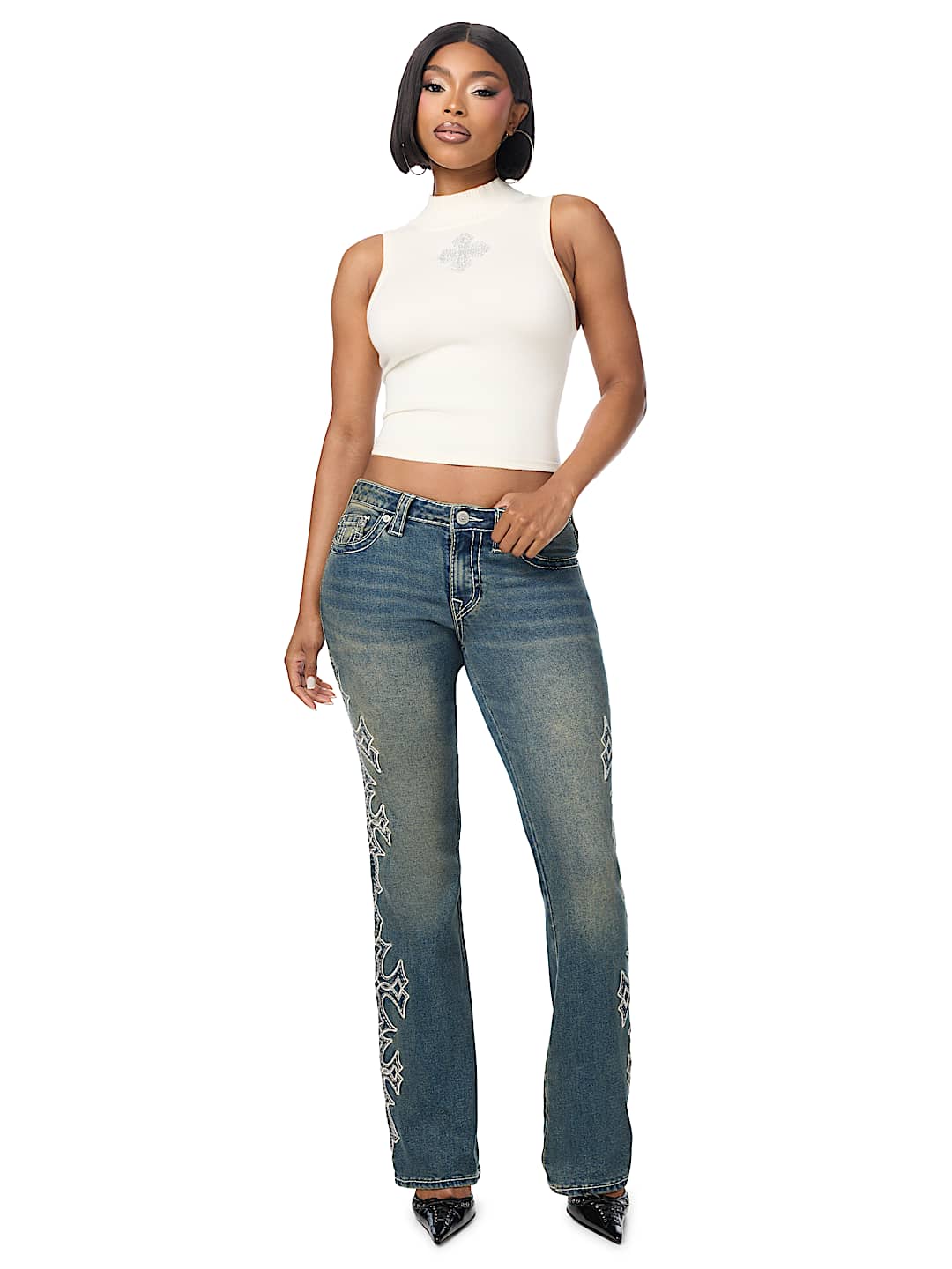 CRYSTAL MOCKNECK SWEATER TANK TOP