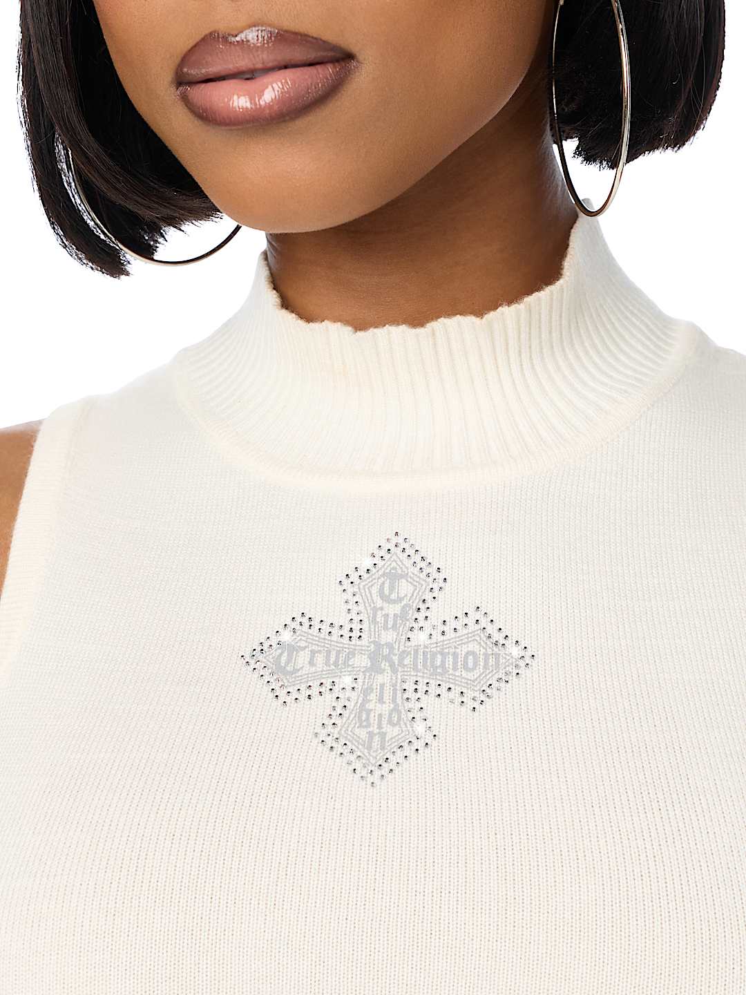 CRYSTAL MOCKNECK SWEATER TANK TOP