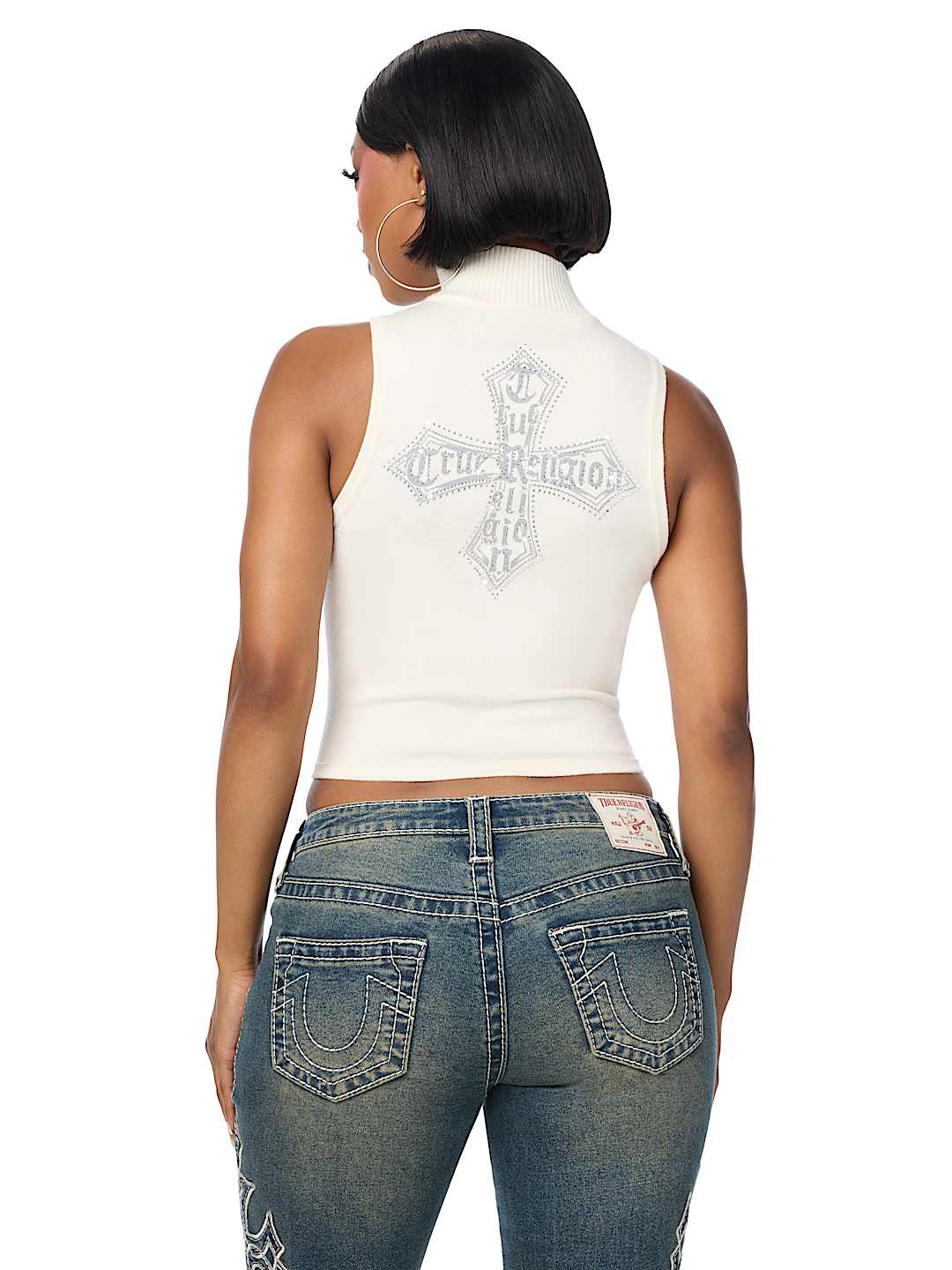 CRYSTAL MOCKNECK SWEATER TANK TOP