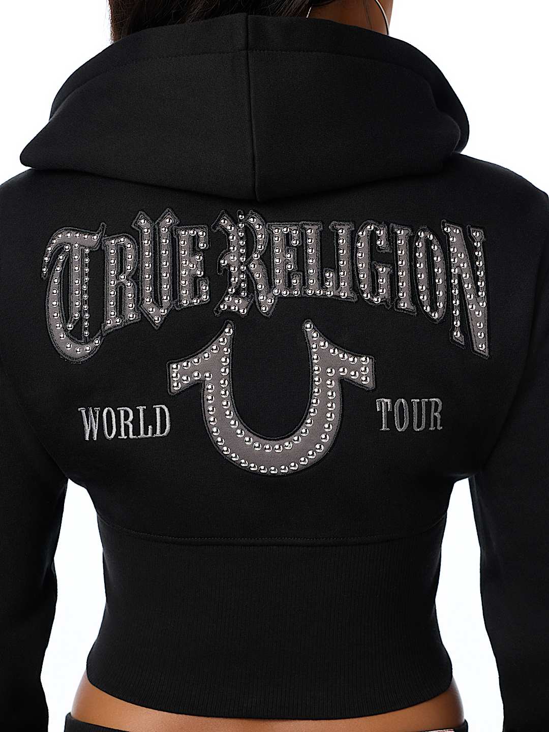 STUDDED HIGH WAISTBAND ZIP HOODIE