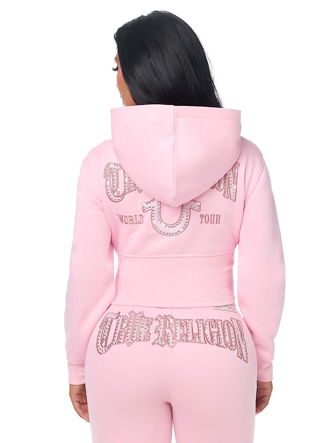STUDDED HIGH WAISTBAND ZIP HOODIE