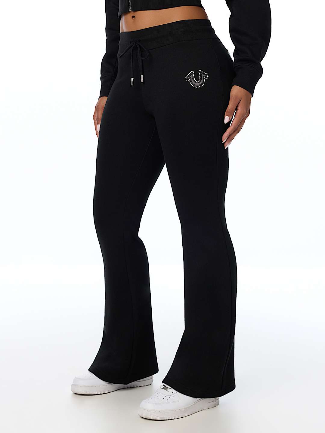 STUDDED MID RISE FLARE SWEATPANT