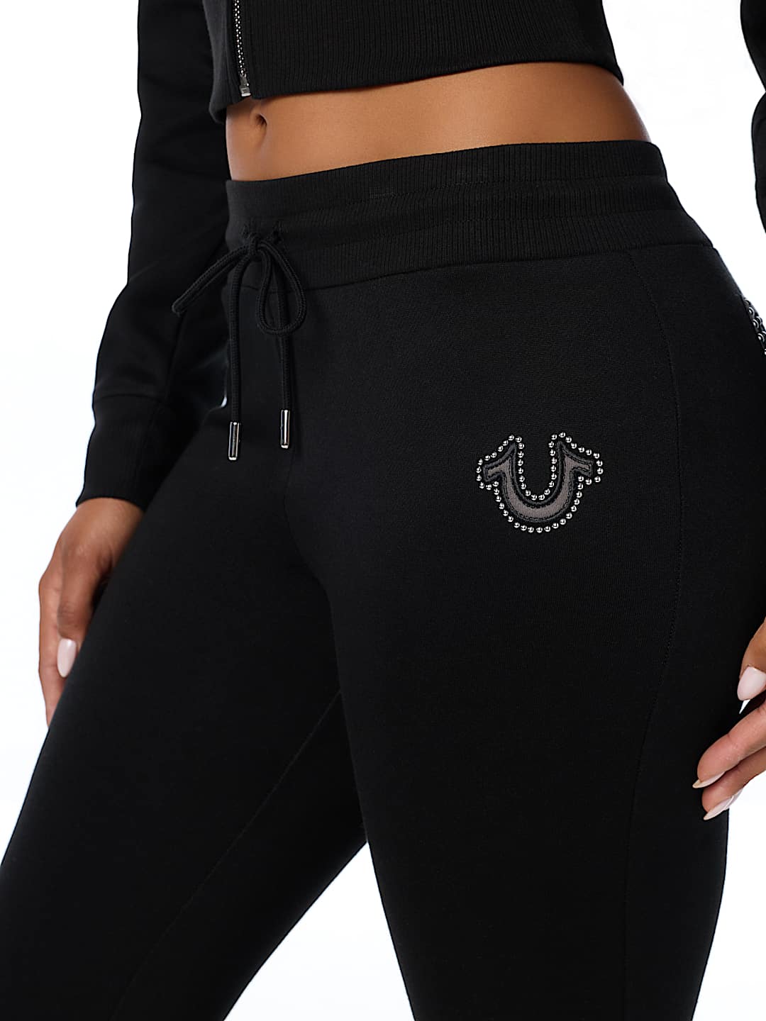 STUDDED MID RISE FLARE SWEATPANT