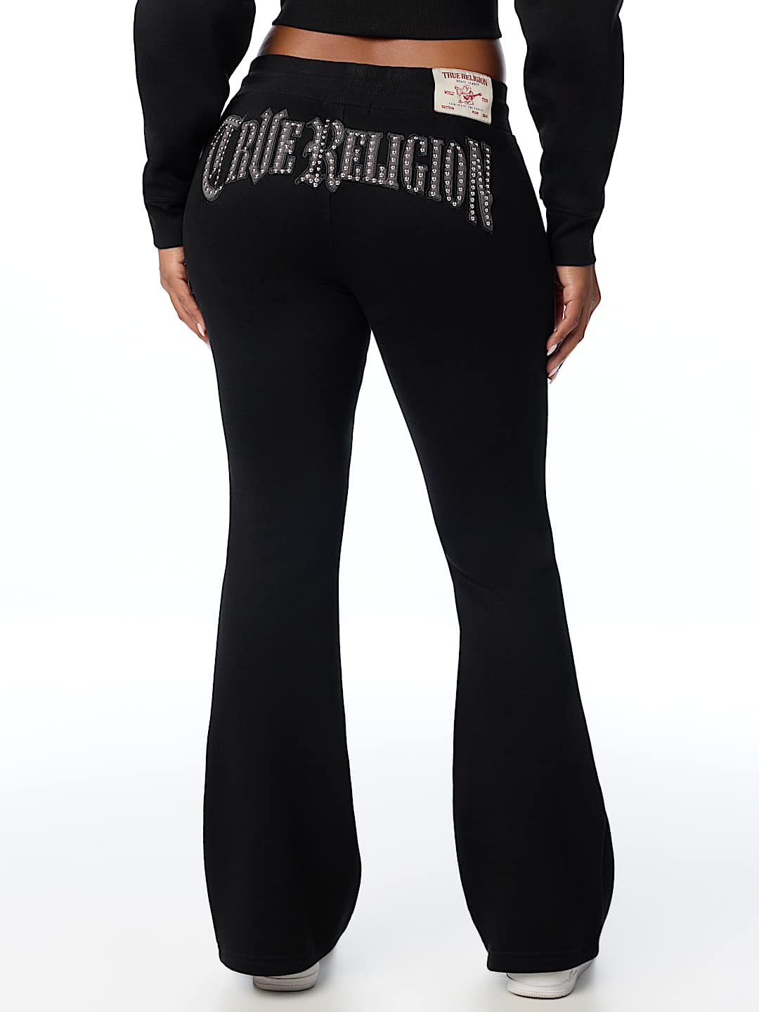 STUDDED MID RISE FLARE SWEATPANT