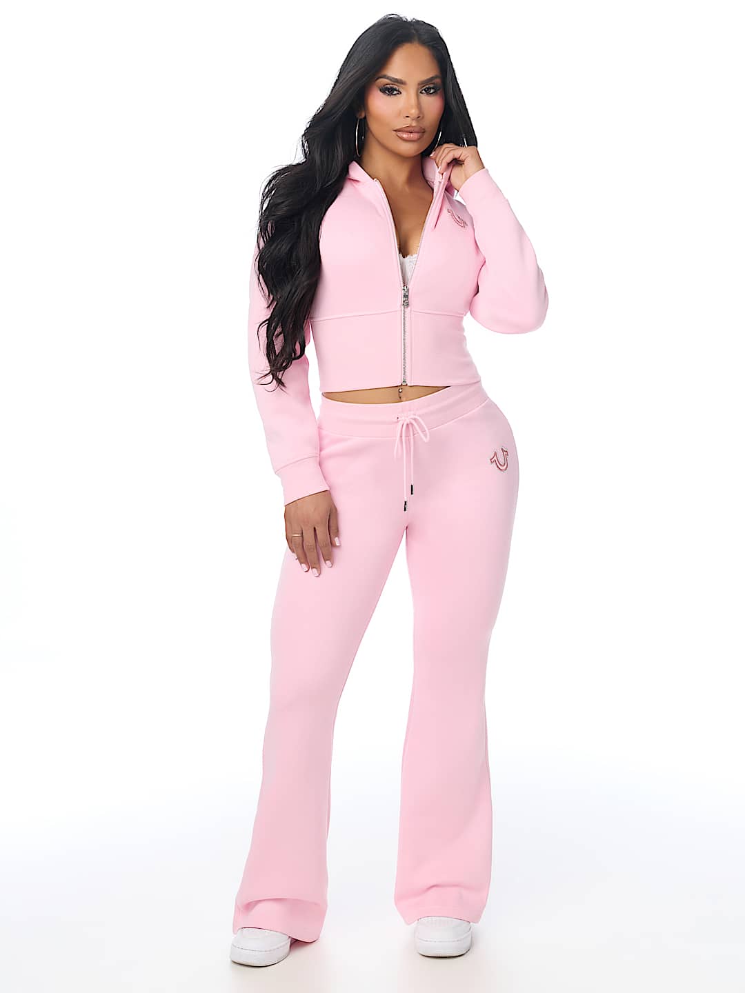STUDDED MID RISE FLARE SWEATPANT