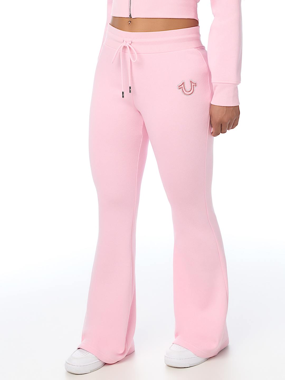 STUDDED MID RISE FLARE SWEATPANT