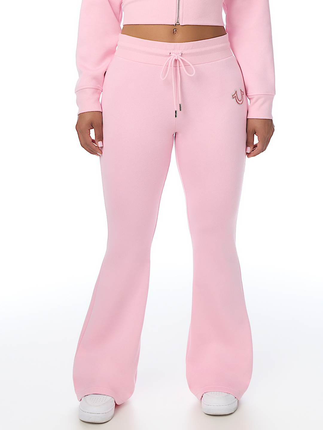 STUDDED MID RISE FLARE SWEATPANT